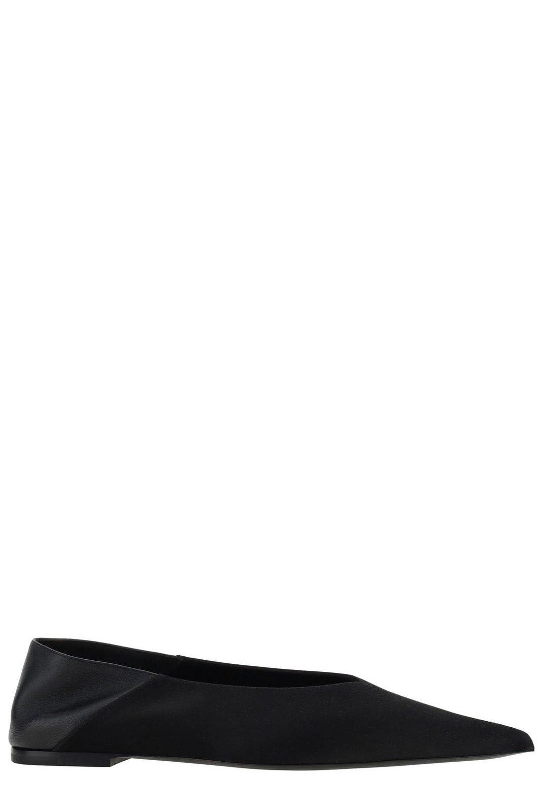 Shop Saint Laurent Nour Pointed Toe Slippers In Black