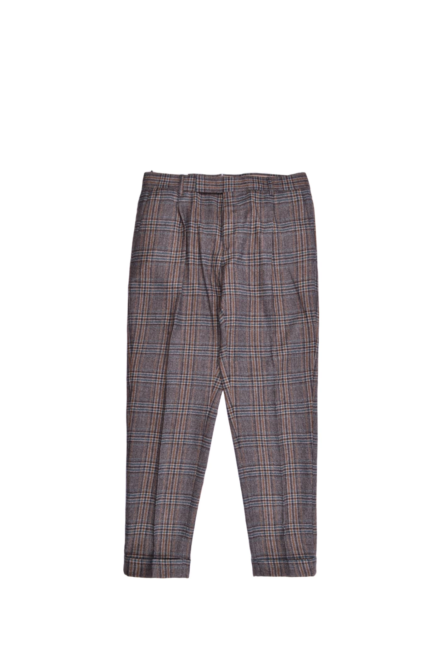 PT01 Straight Wool Checked Trousers
