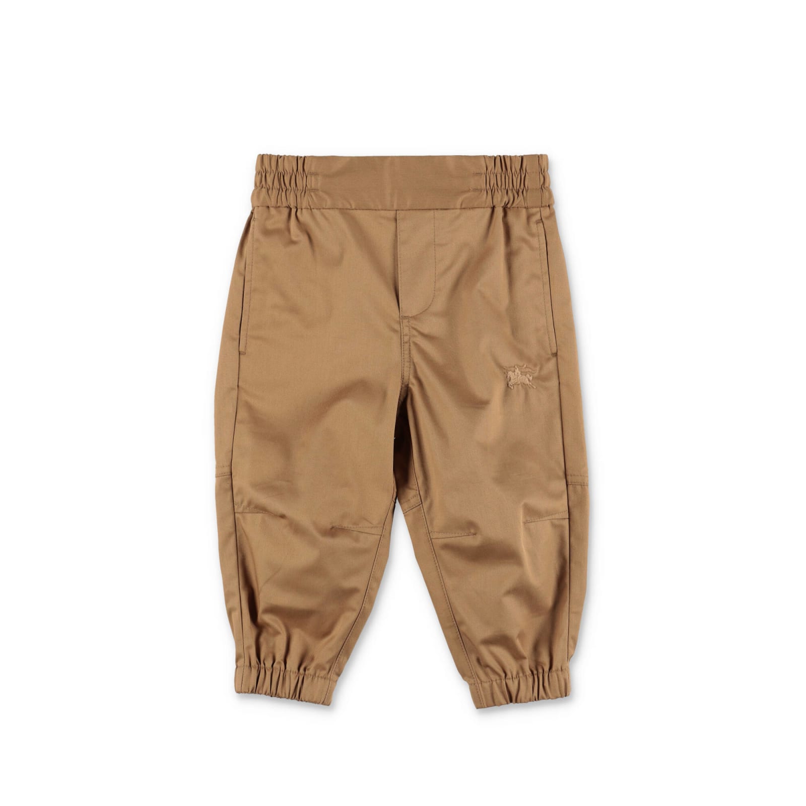 Shop Burberry Pantaloni Beige In Gabardine Di Cotone Baby Boy