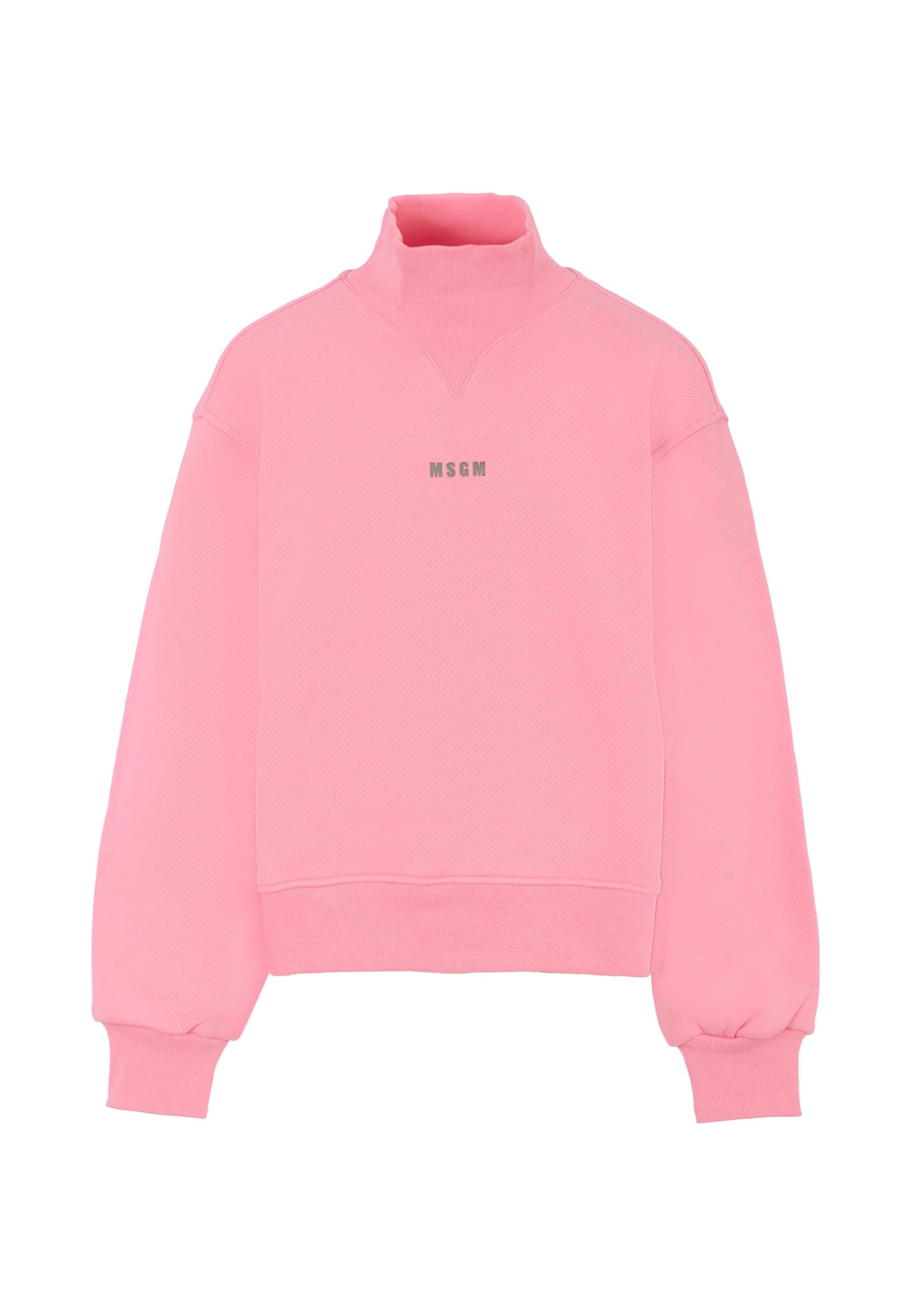Msgm Pink Sweatshirt For Girl With Logo In Neutral