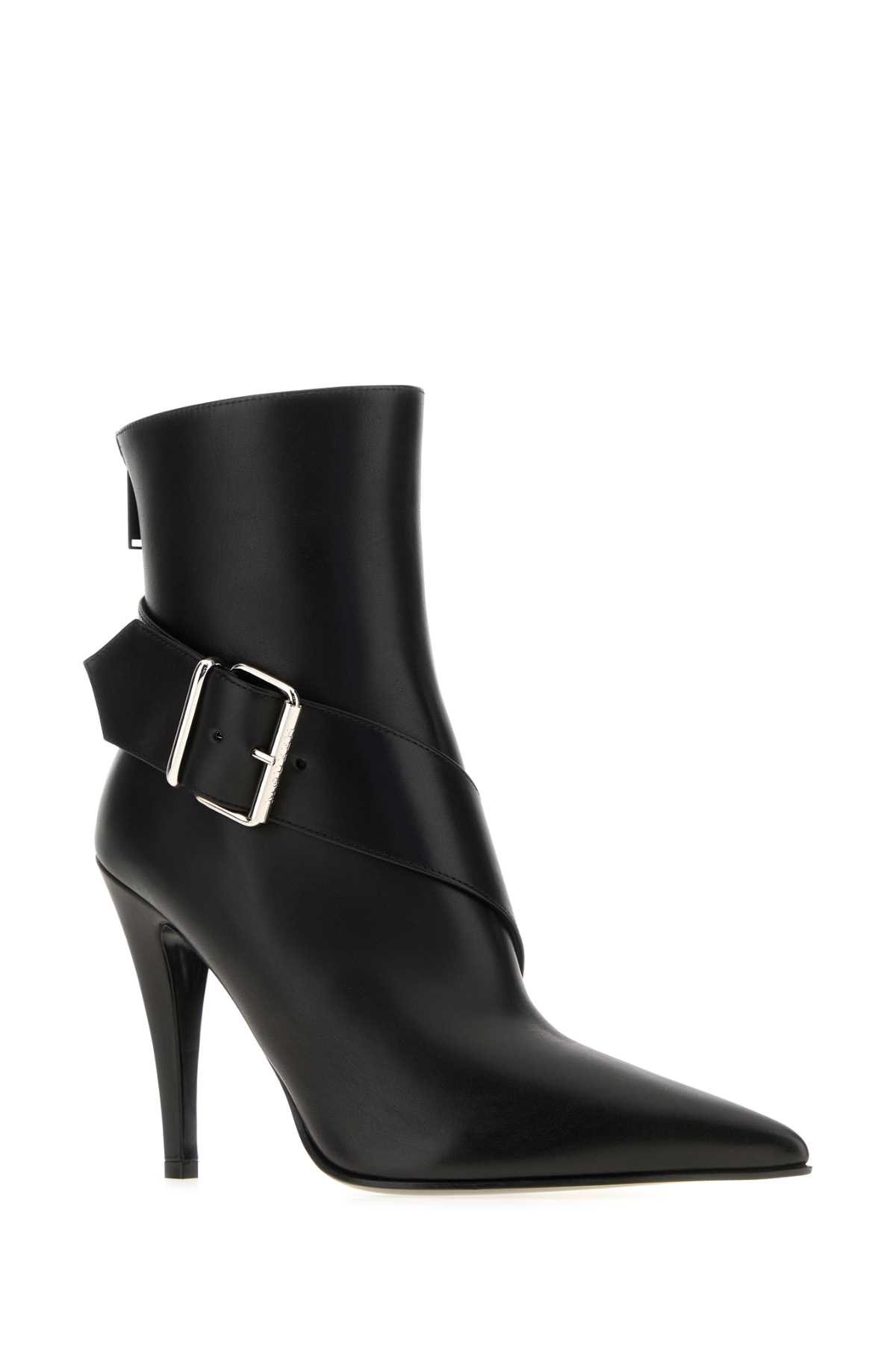 Alexander Mcqueen Calfskin Heron Buckle Heeled Boots 105 In Multi