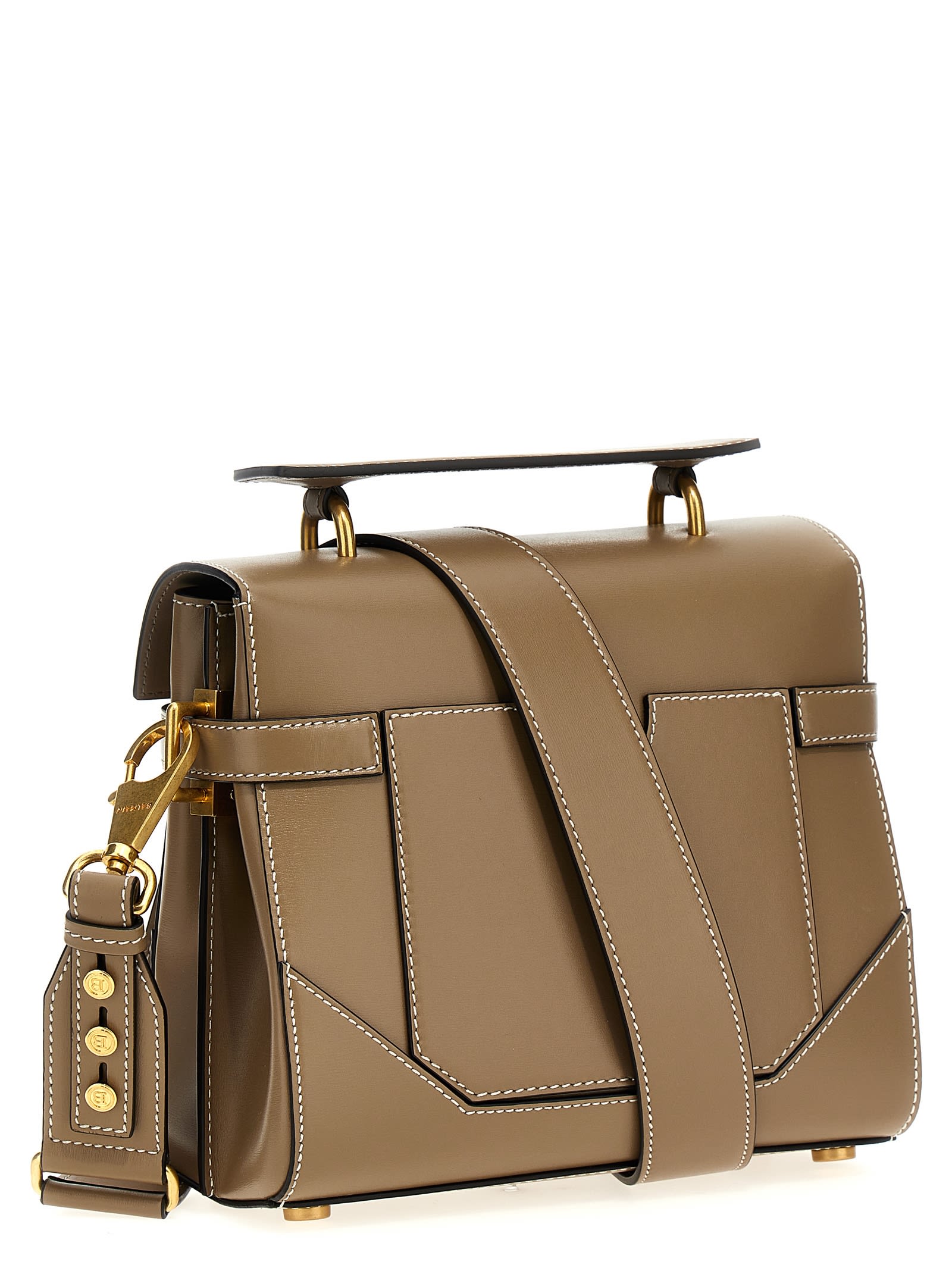 Shop Balmain B-buzz 23 Handbag In Beige