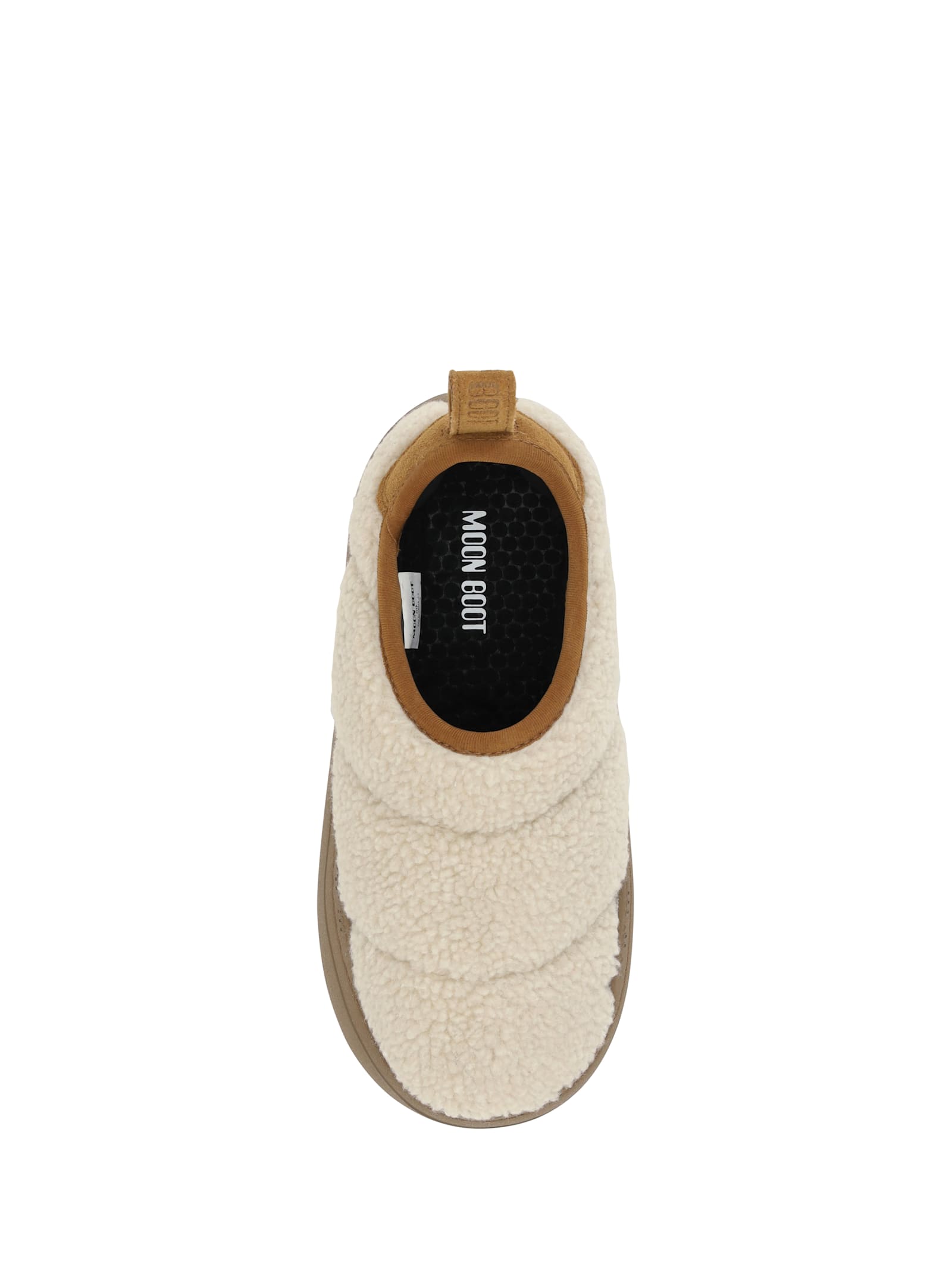 Moon Boot Sand Teddy Fabric Mb Park Puffer Slip On In Ecru