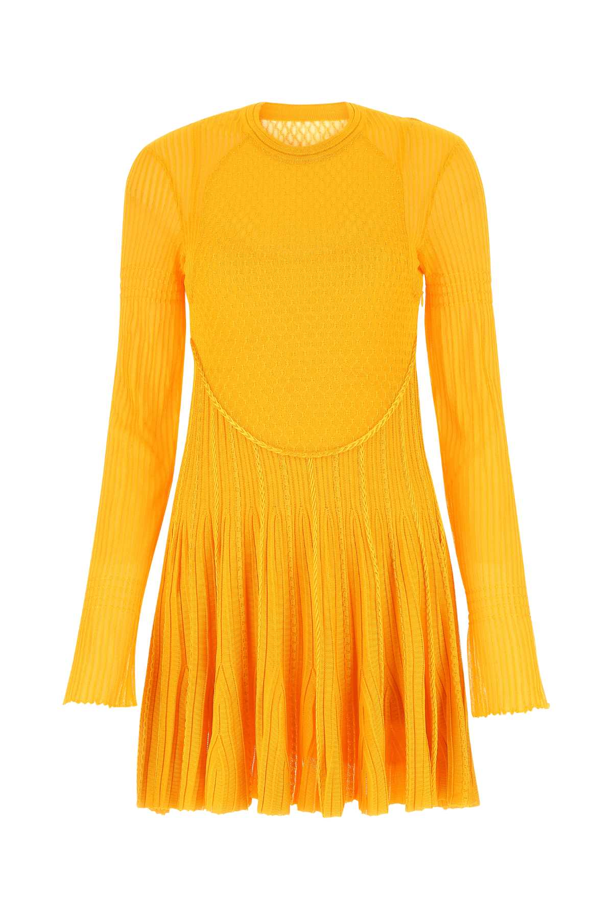 Yellow Stretch Viscose Blend Mini Dress