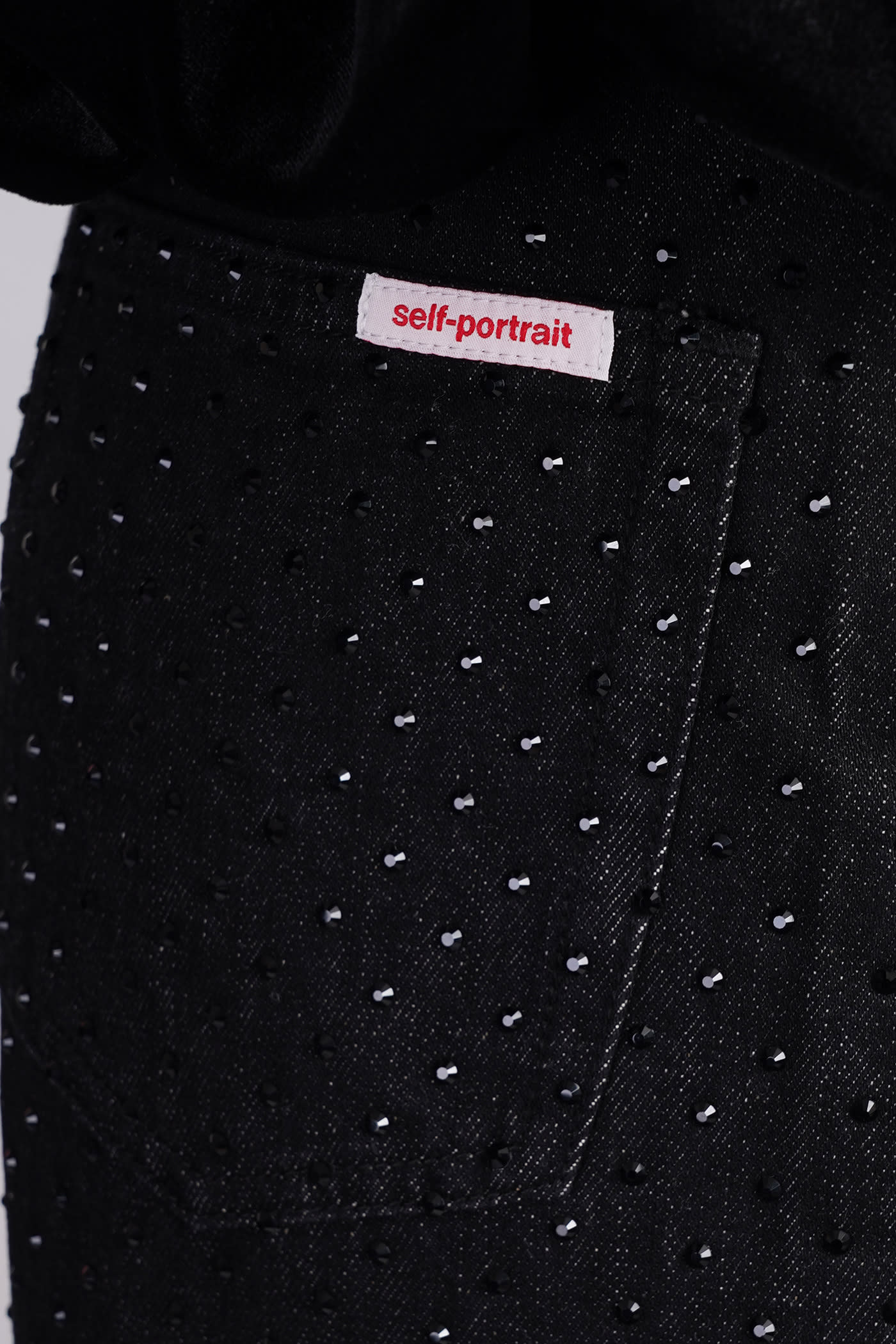 Shop Self-portrait Jeans In Black Cotton