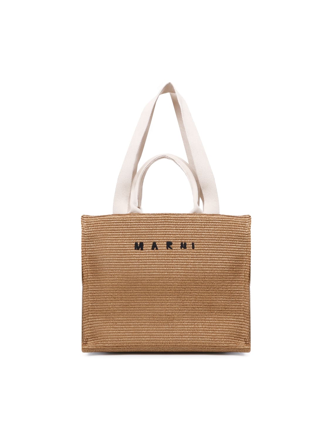 Marni Raffia Effect Tote Bag In Sienna