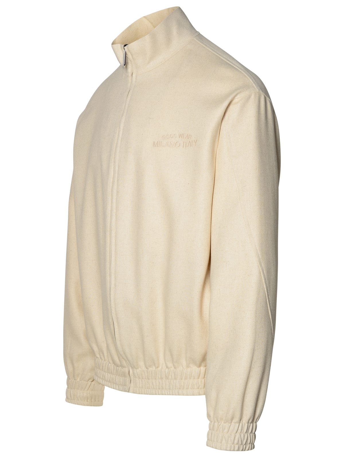 Shop Gcds Ivory Linen Blend Jacket In Bianco Sporco