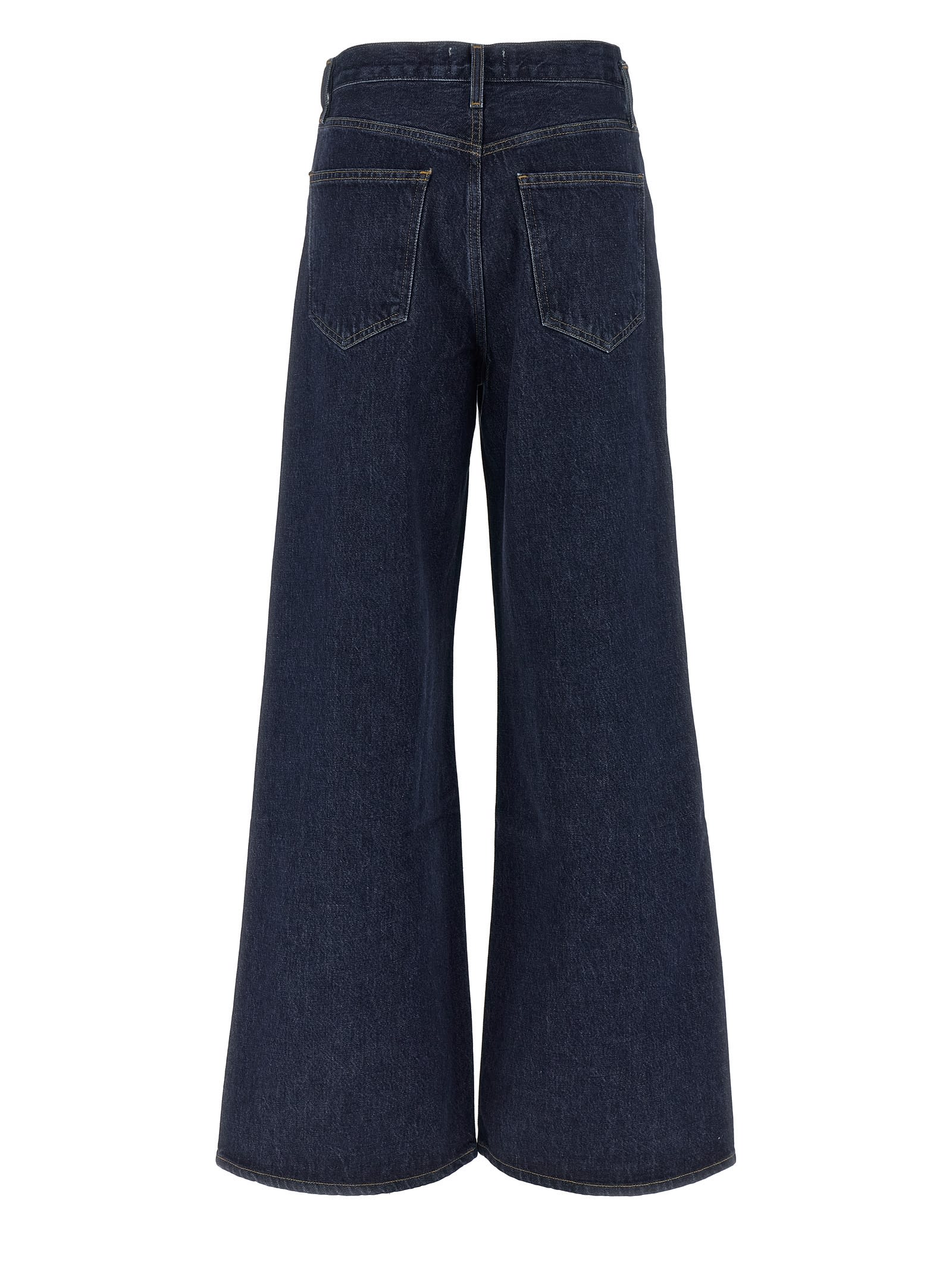 Agolde Lady's Wide-leg Jeans With Five Pockets In Blue