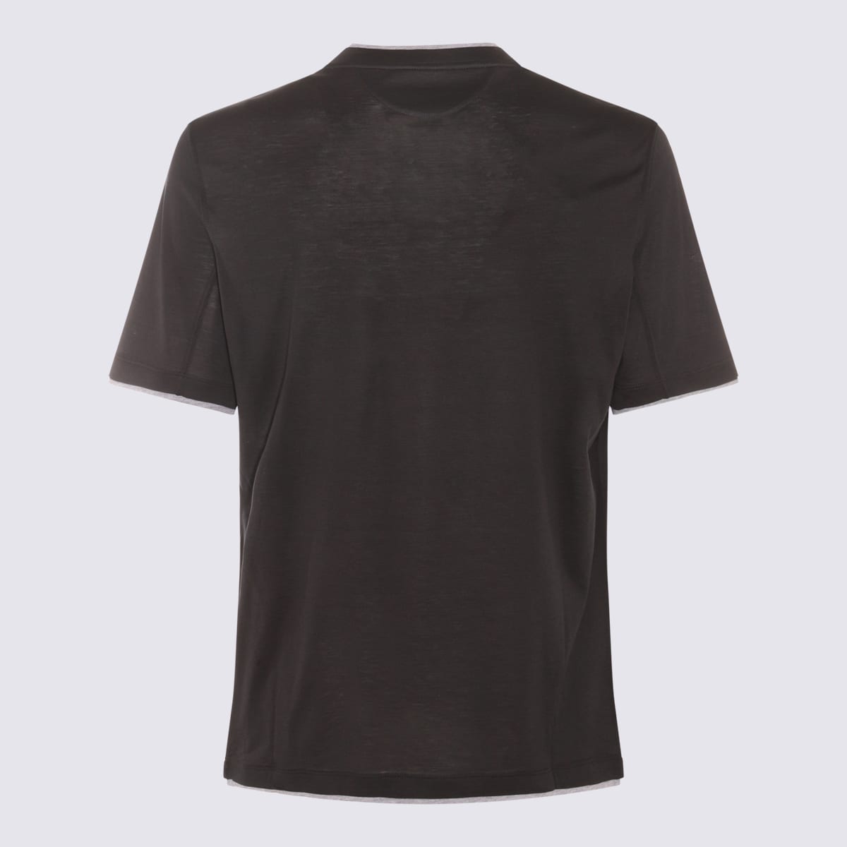 Shop Brunello Cucinelli Dark Grey Silk T-shirt