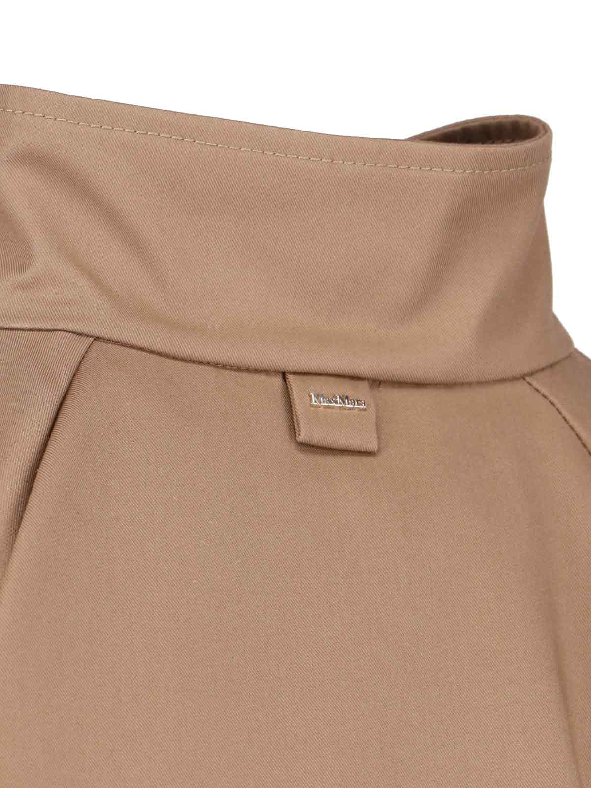 Max Mara Cape Style High Collar Jacket With Side Pockets In Brown