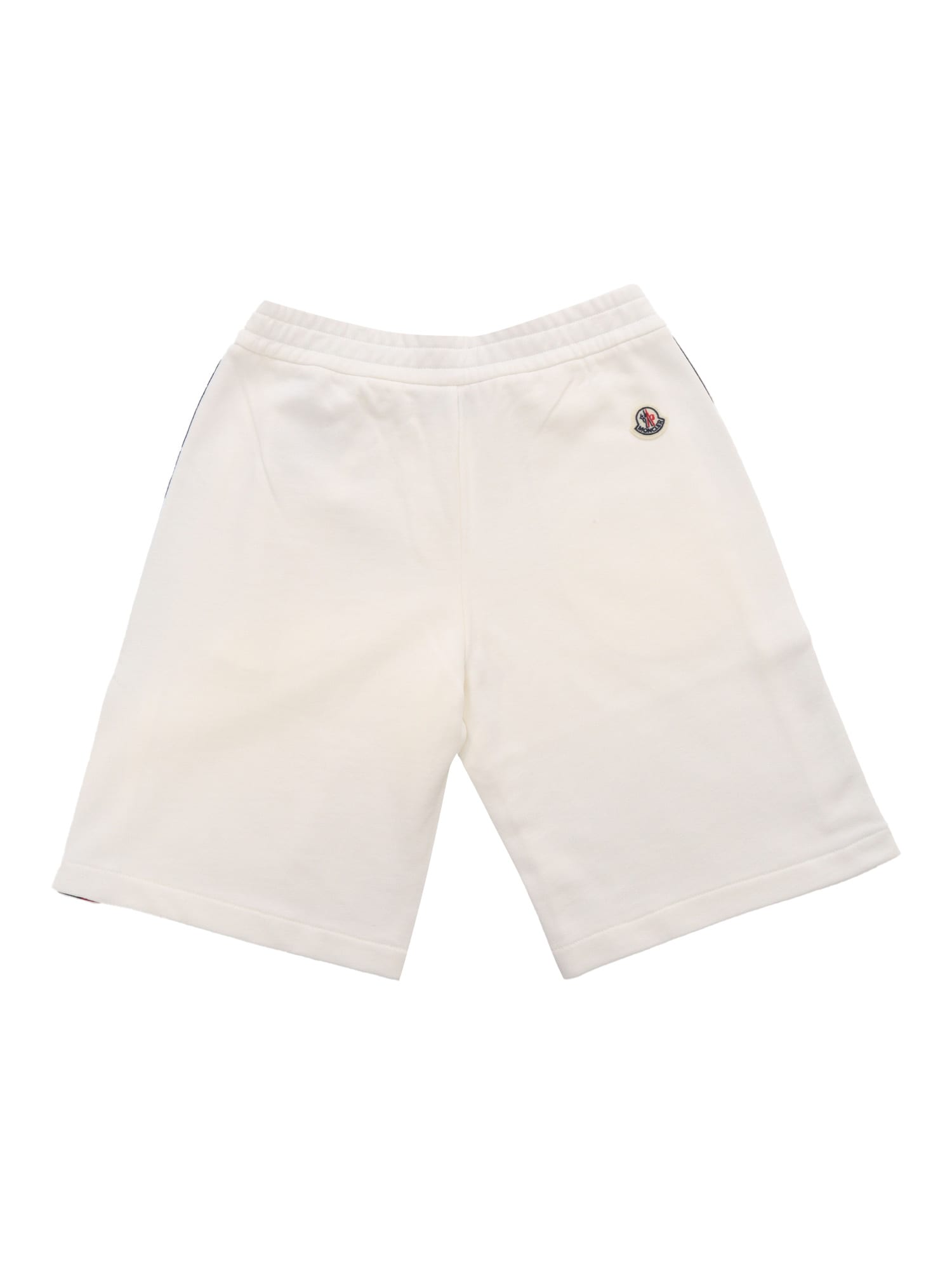 Shop Moncler Cotton Fleece Shorts In Beige
