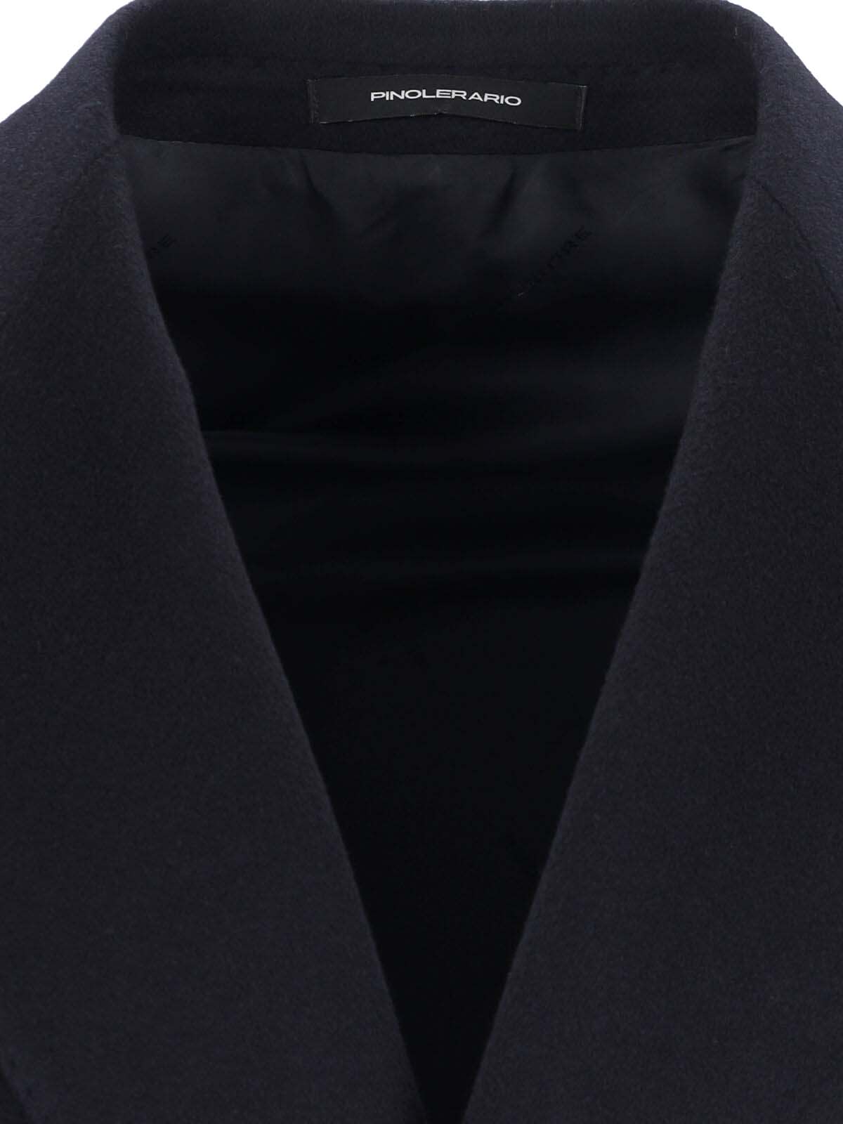 Tagliatore Black Double-breasted Coat With Four Pockets In Blue