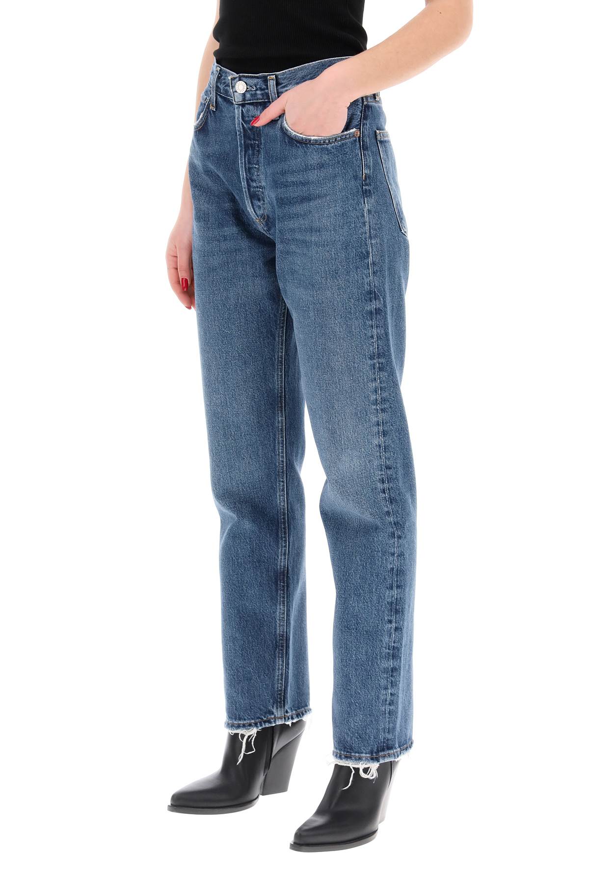 Shop Agolde Straight Leg Jeans From The 90s With High Waist In Range (blue)