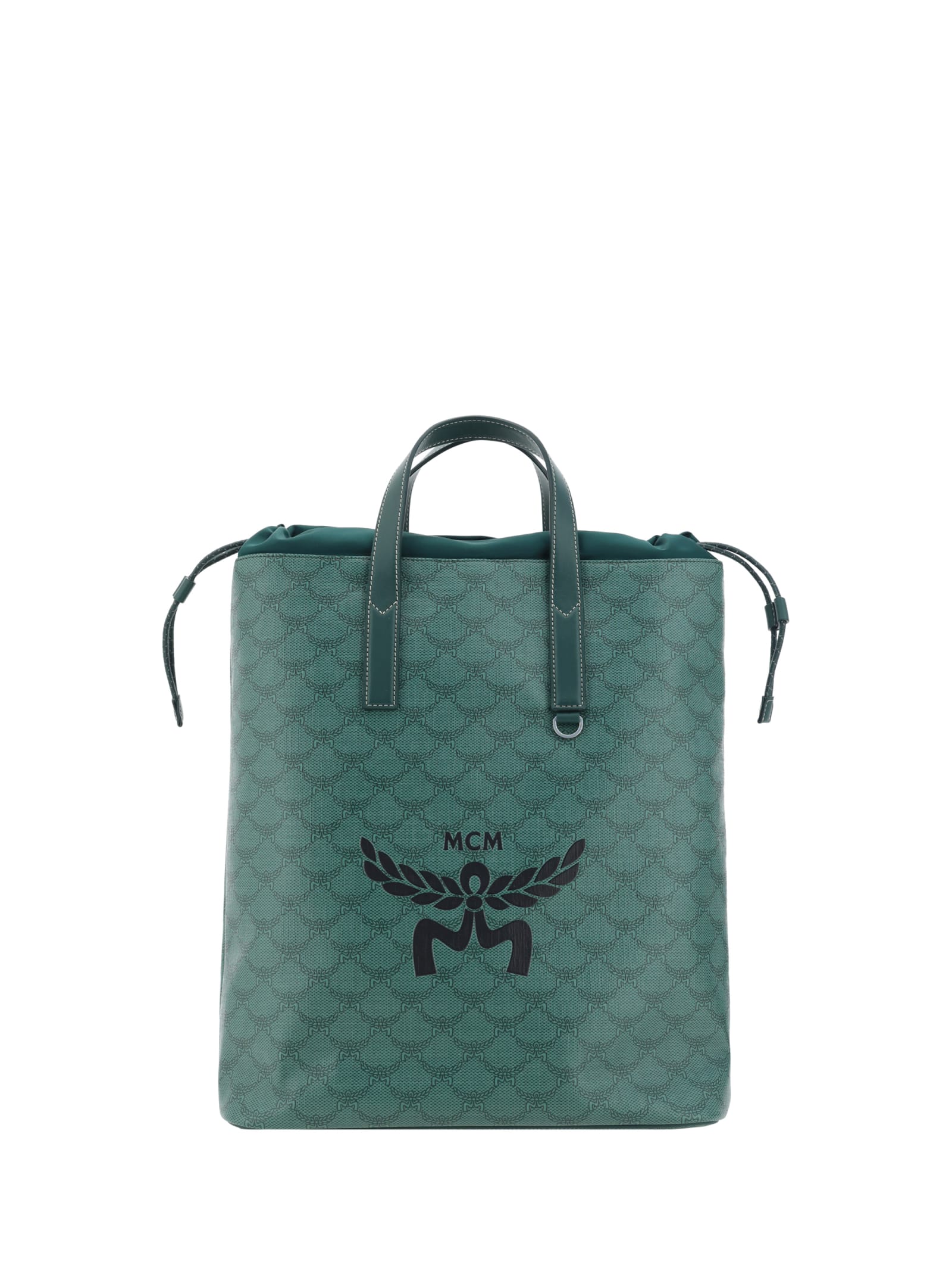 Shop Mcm Himmel Drawstring Backpack In Forest Green / Black