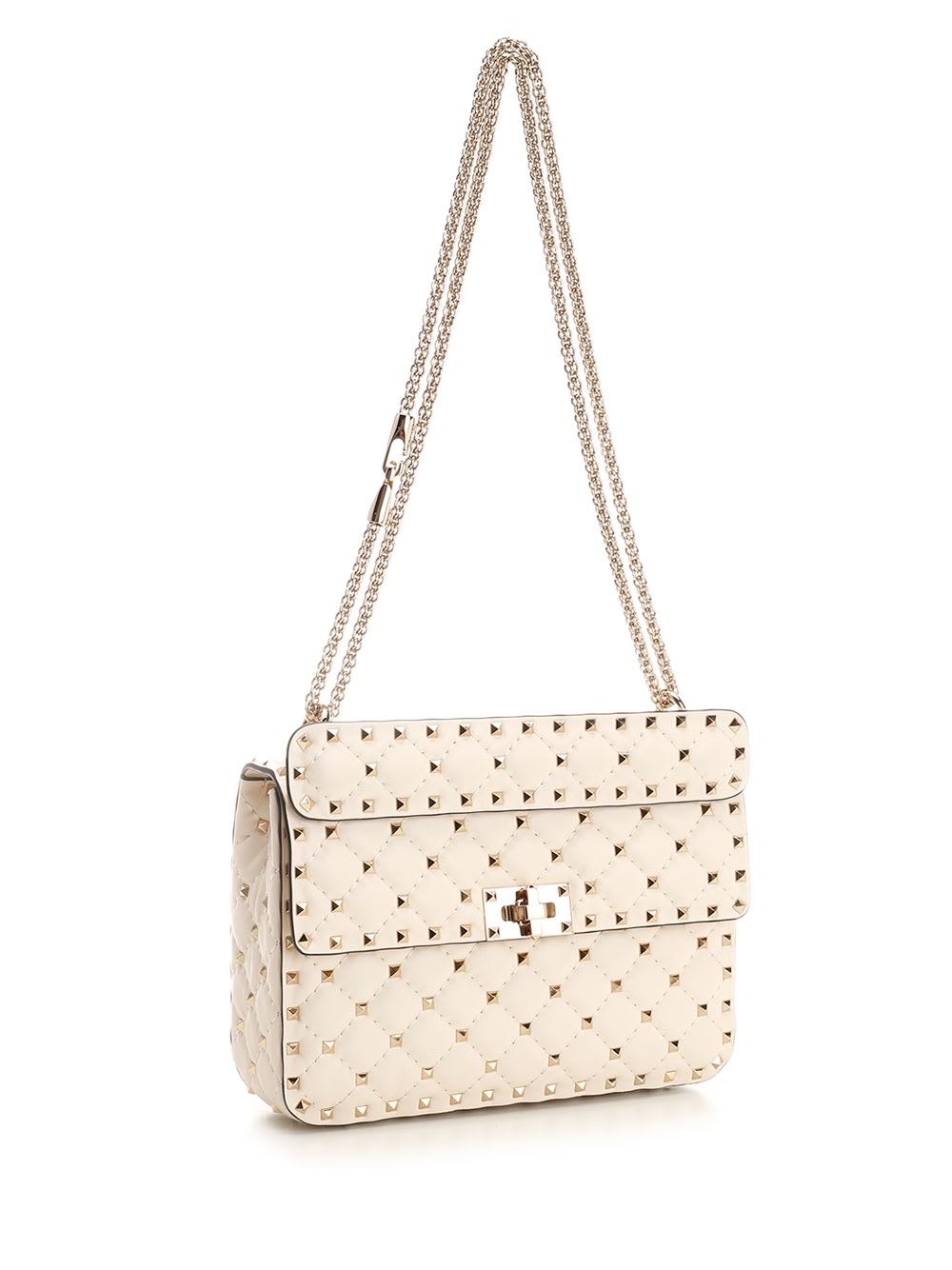 Shop Valentino Rockstud Spike Medium Shoulder Bag In White