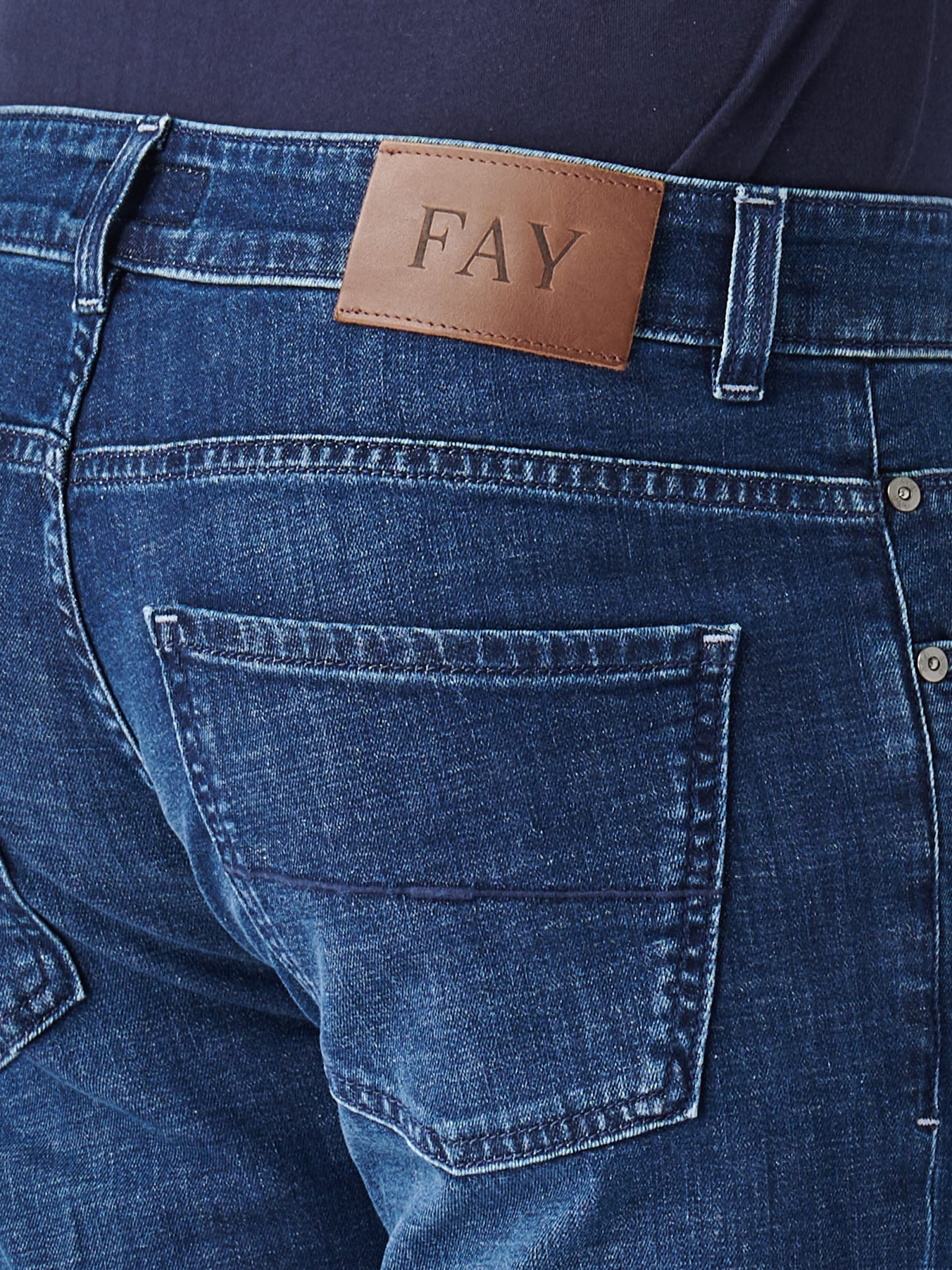 Shop Fay Pantalone Uomo Trousers In Denim Scuro