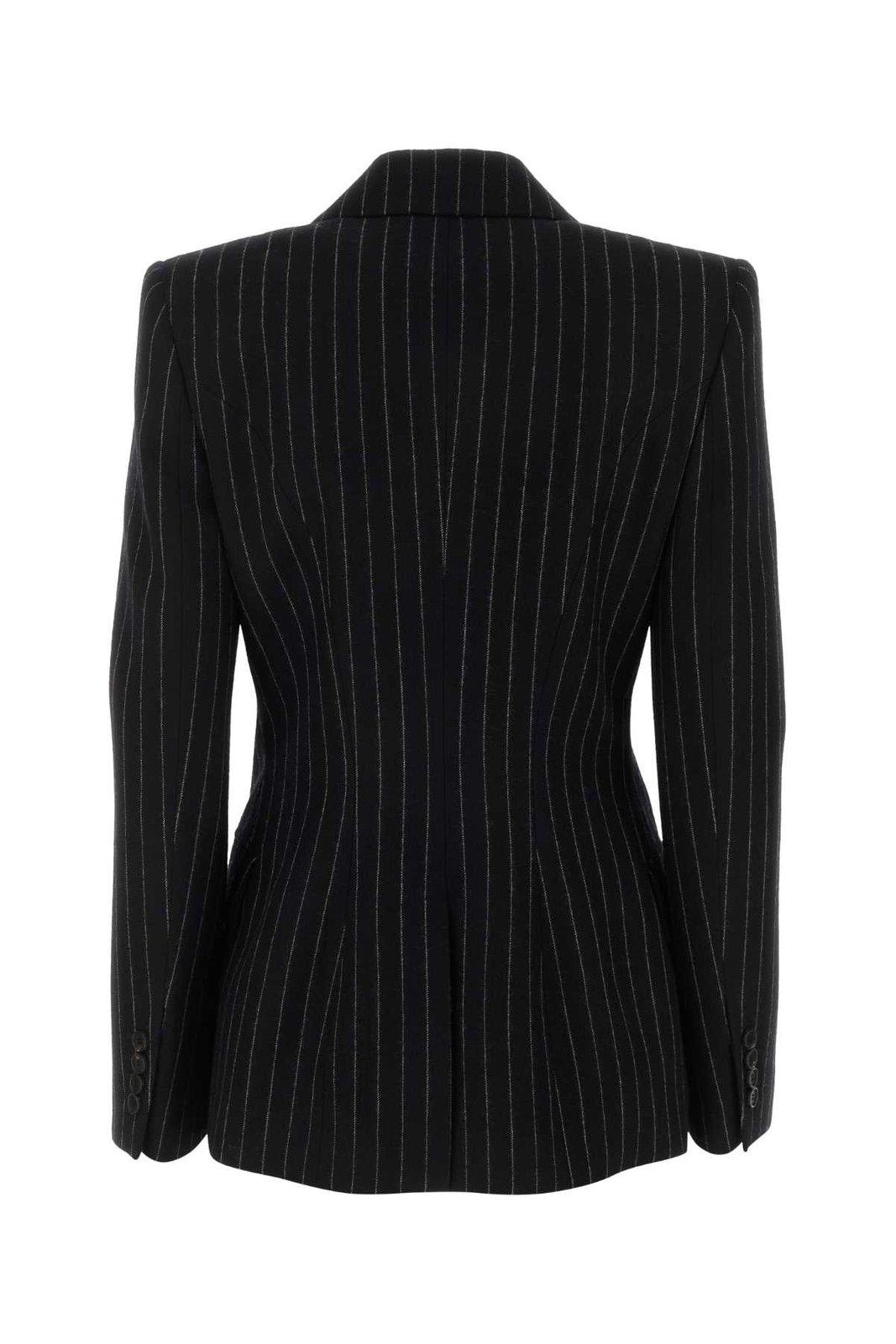 Shop Alexander Mcqueen Striped Double-breasted Tailored Blazer