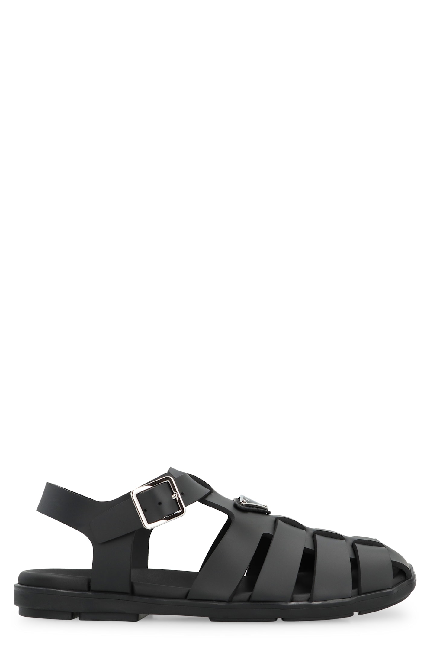 Shop Prada Rubber Sandals In Black