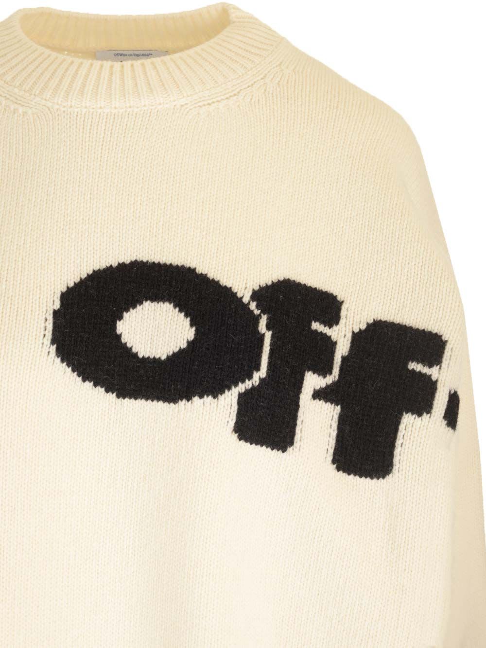 Shop Off-white Wool Knit Sweater In Beige