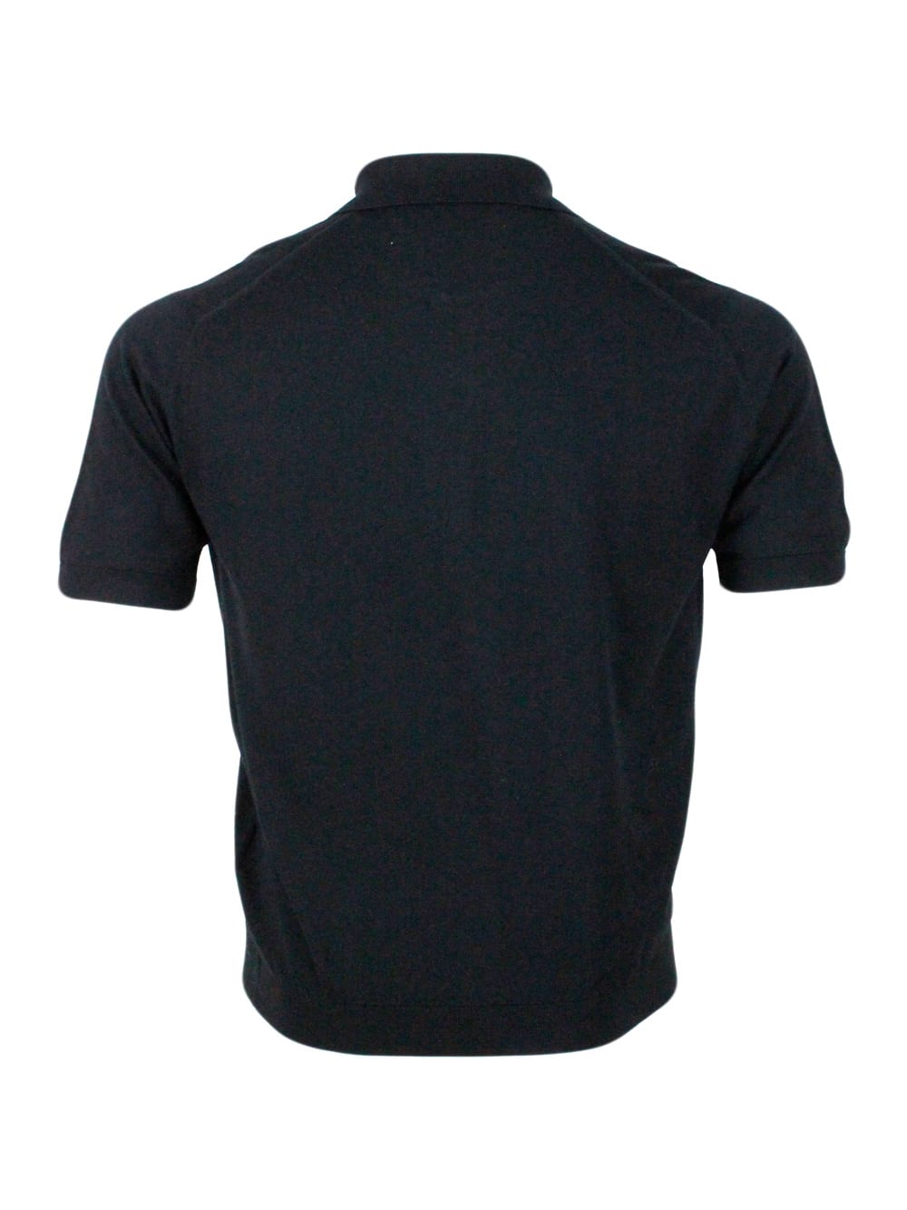 Shop John Smedley Short-sleeved Polo Shirt In Extra-fine Cotton Thread With Three Buttons In Black