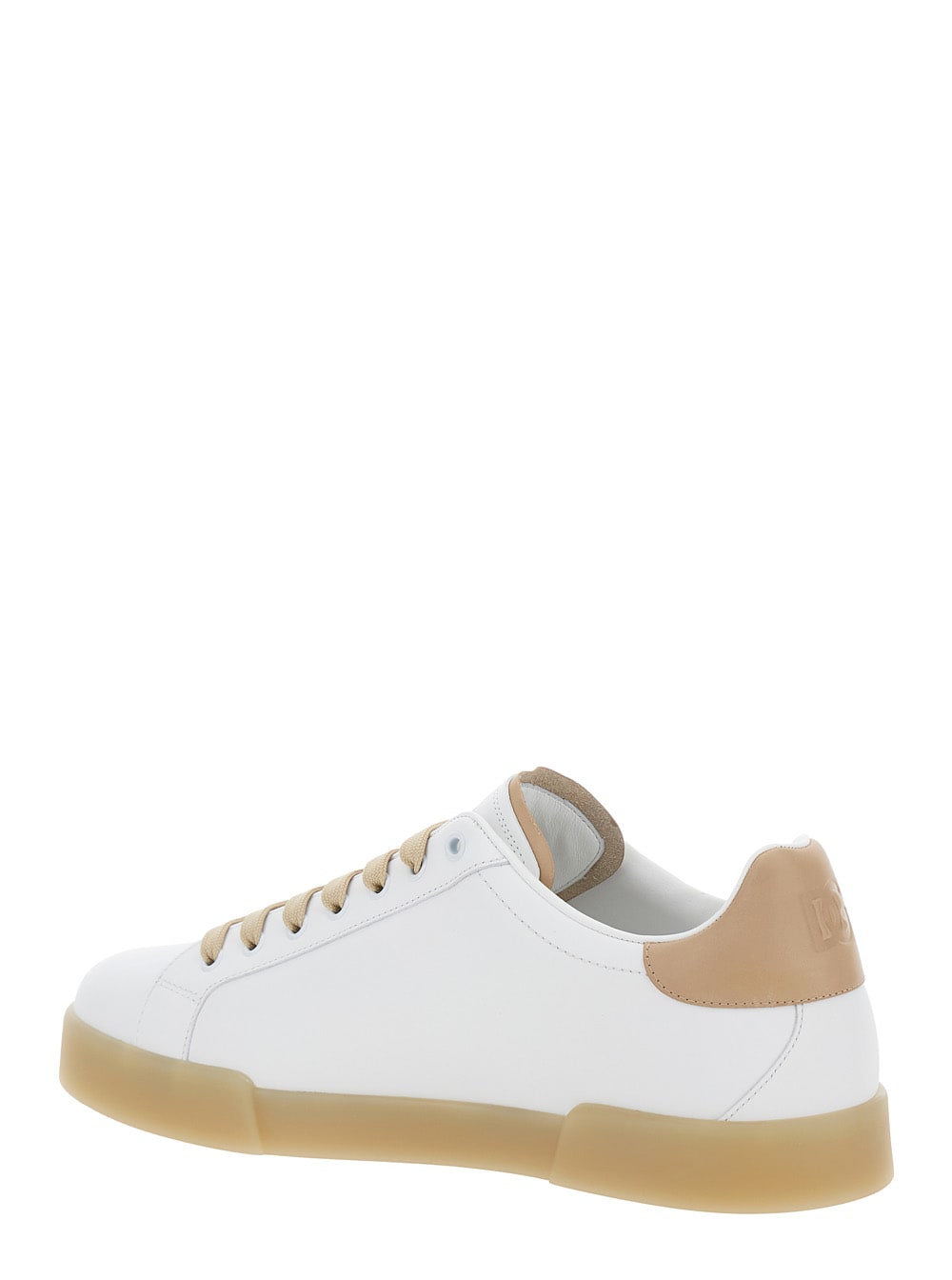 Shop Dolce & Gabbana Portofino White Low Top Sneakers With Perforated Logo In Leather Man