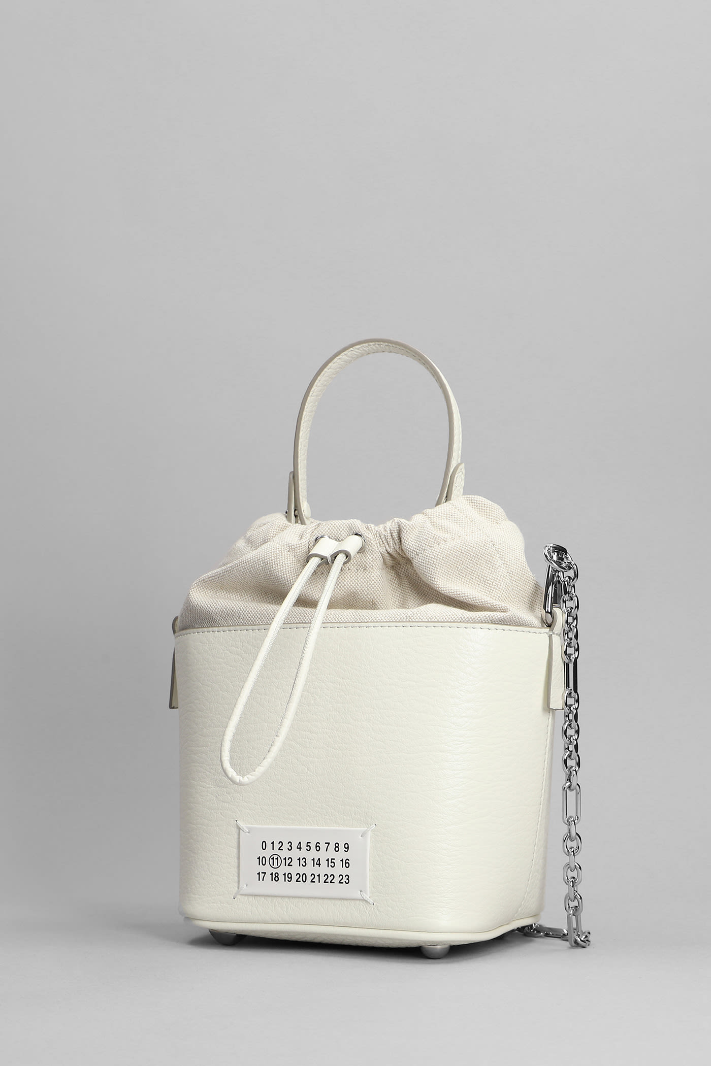 Shop Maison Margiela Shoulder Bag In White Leather And Fabric