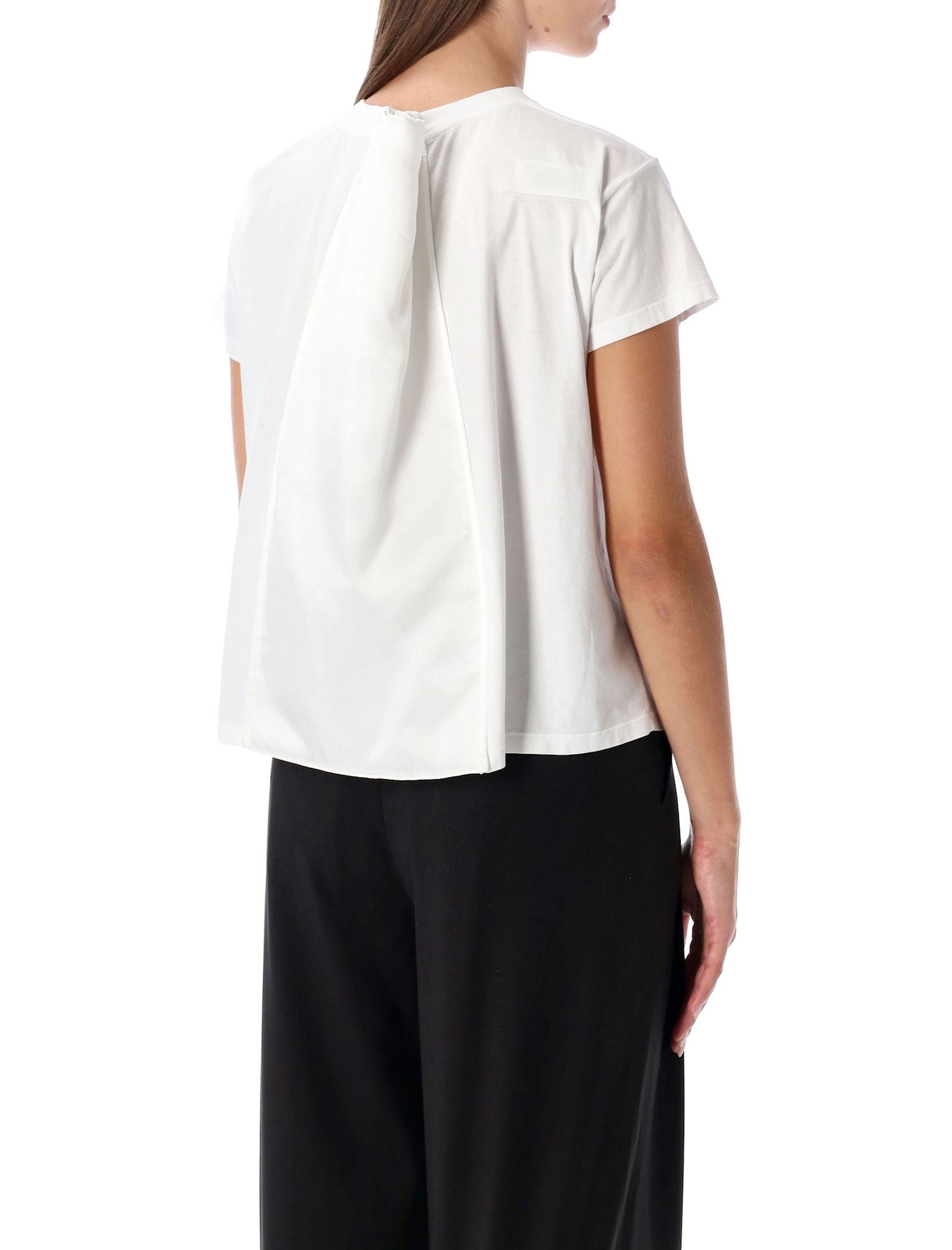 Mm6 Maison Margiela Back Detail Short Sleeve Crew Neck Top In White