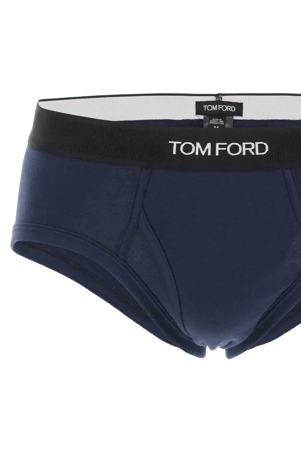 Shop Tom Ford Cotton Briefs With Logo Band In Blue