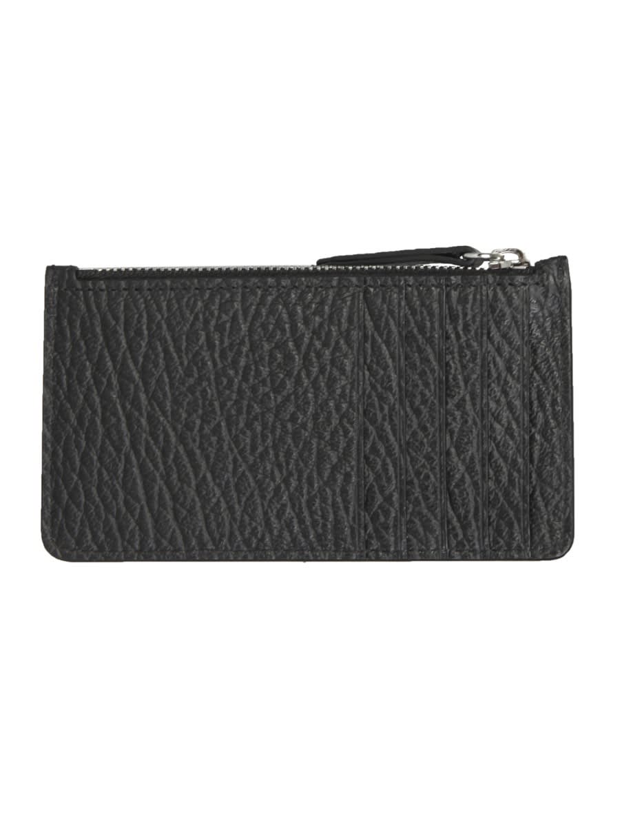 Shop Maison Margiela Leather Zipped Cardholder In Black