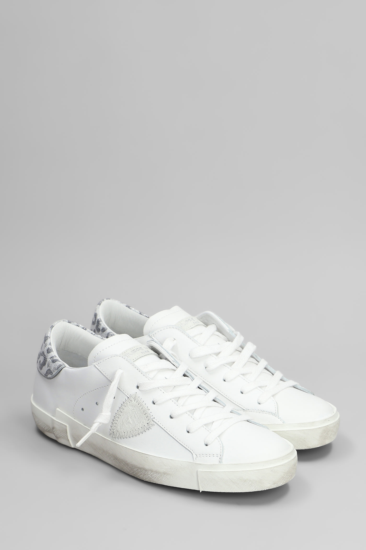 Philippe Model Prsx Low Sneakers In White Leather In White
