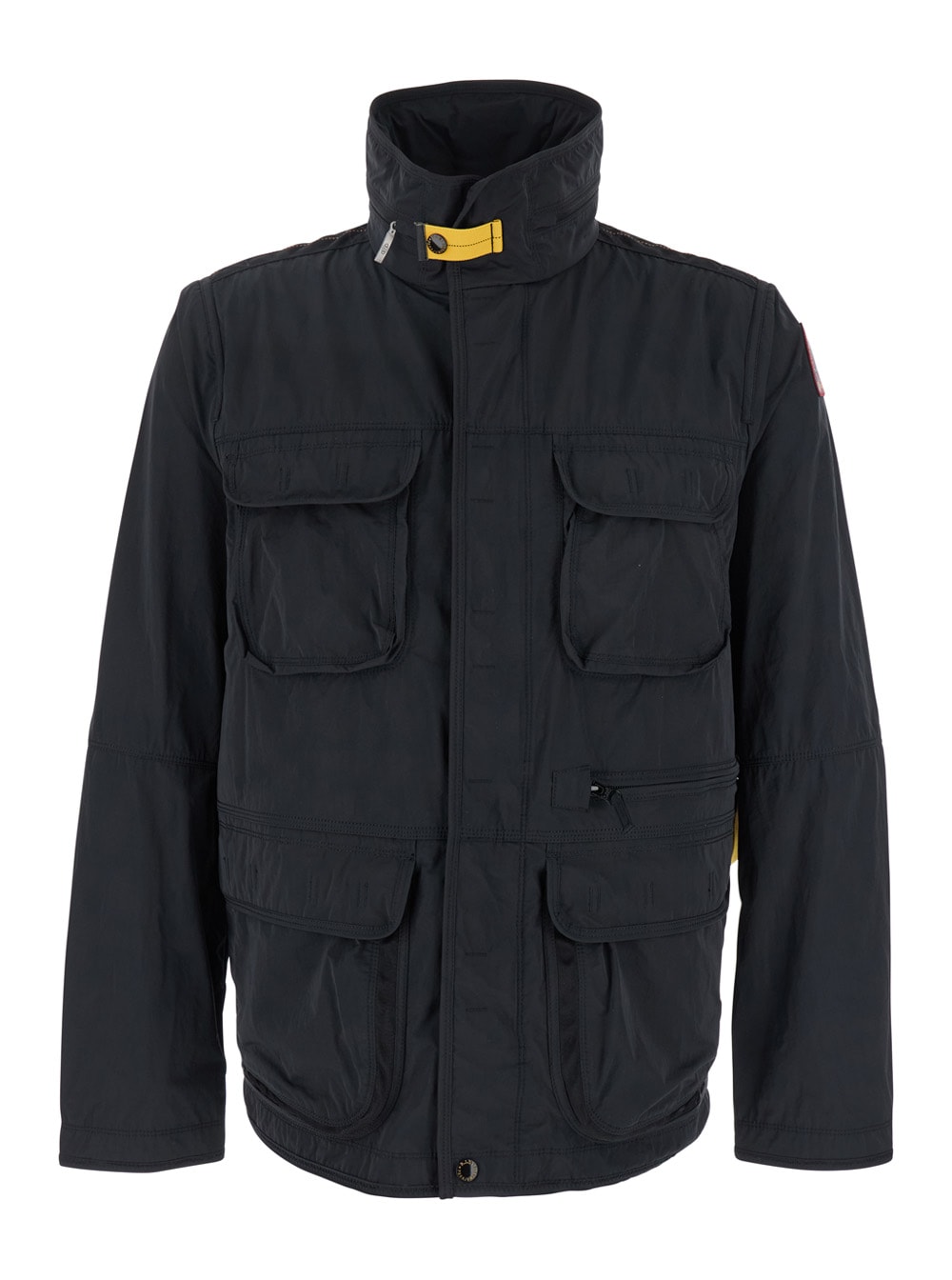 desert Spring Black Jacket With High Neck And Front Pockets In Tech Fabric Man