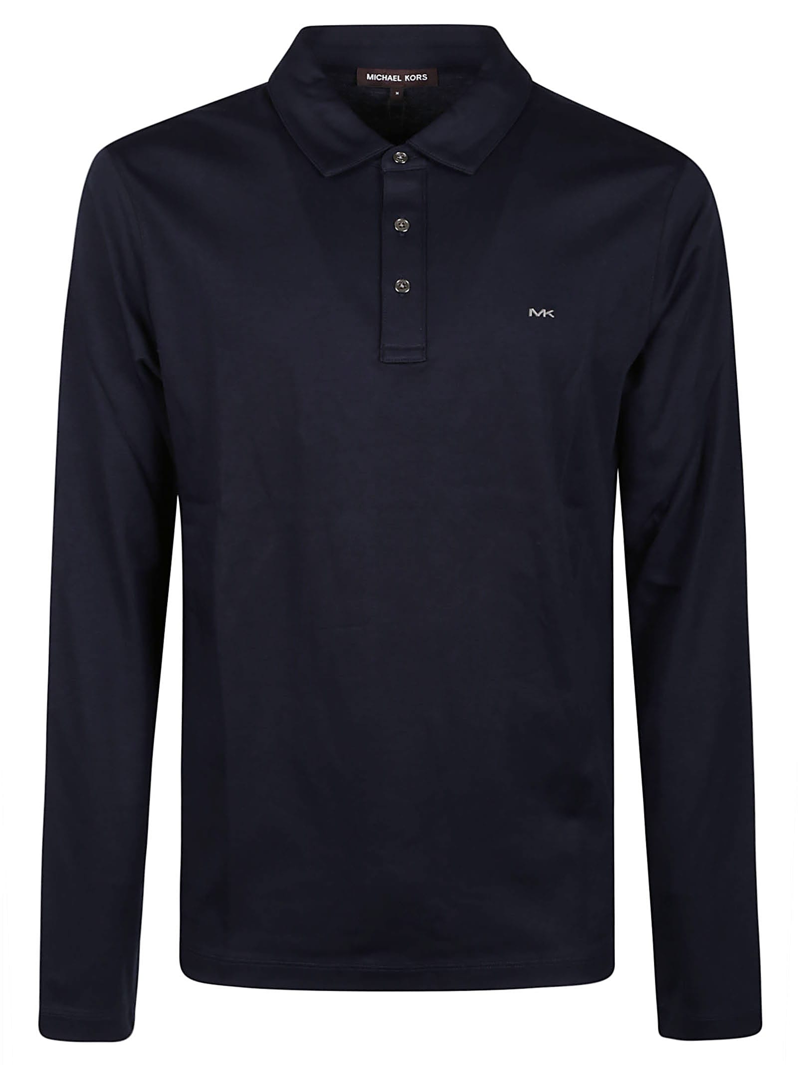 Michael Kors Long Sleeve Sleek Polo Shirt In Midnight