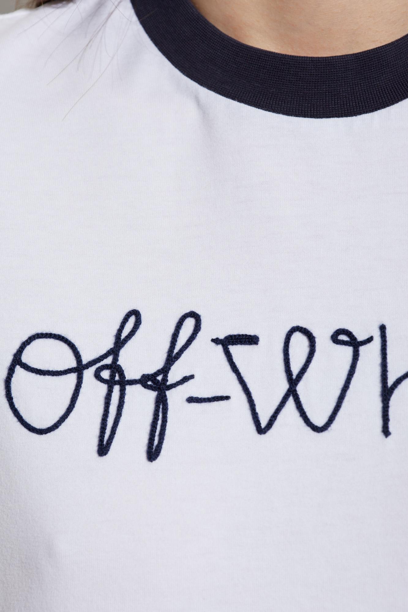 Off-white T-shirt With Embroidered Logo In White
