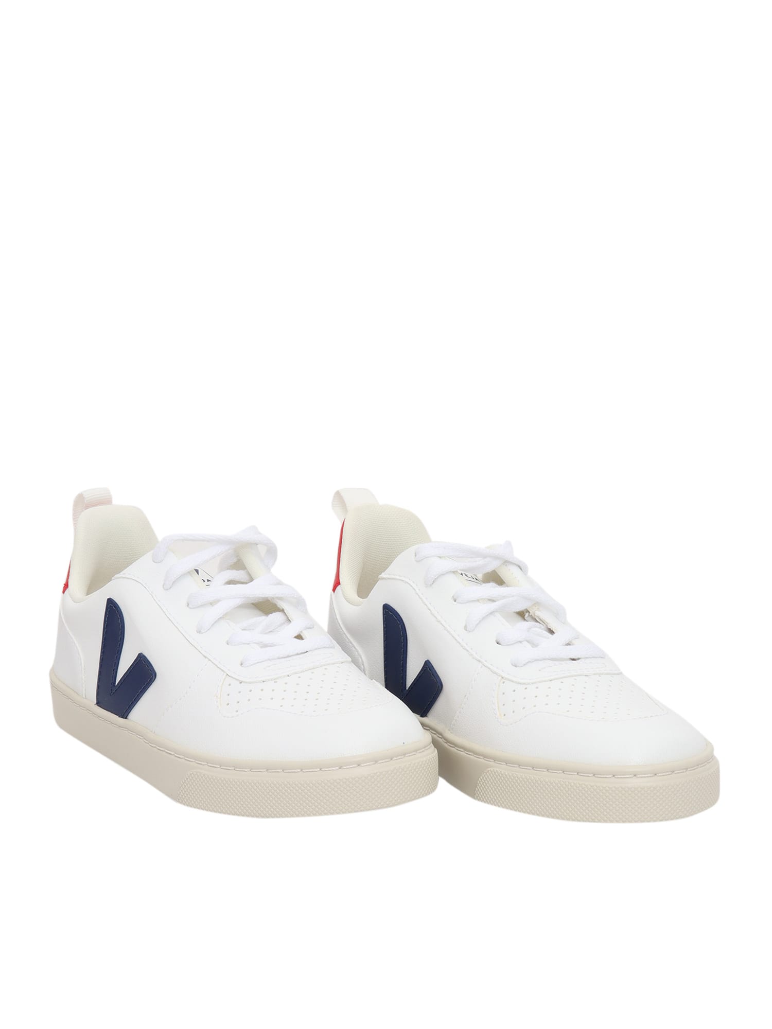Shop Veja Small V-10 Sneakers In White