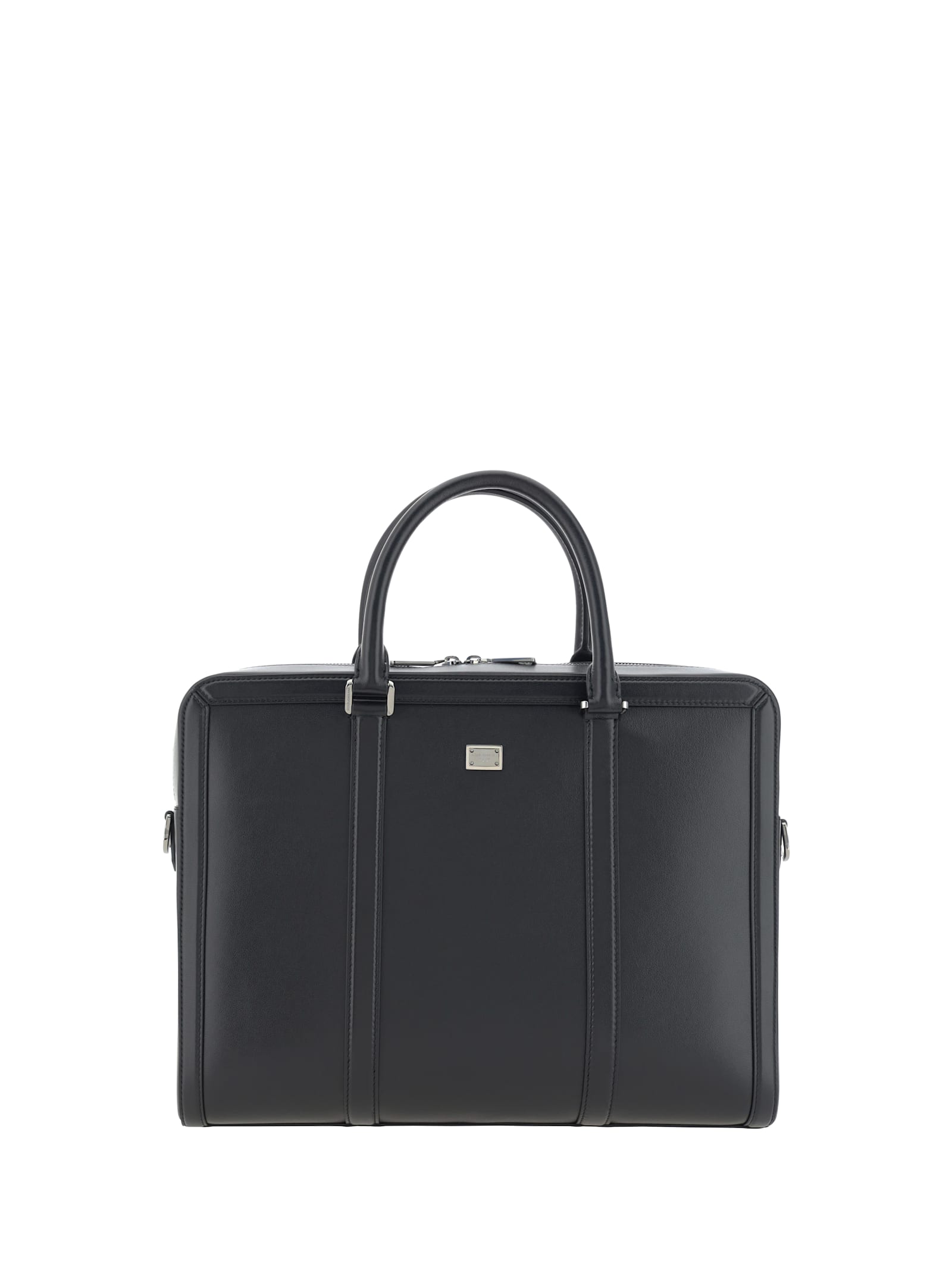 Shop Dolce & Gabbana Logo Plaque Zipped Briefcase In Nero