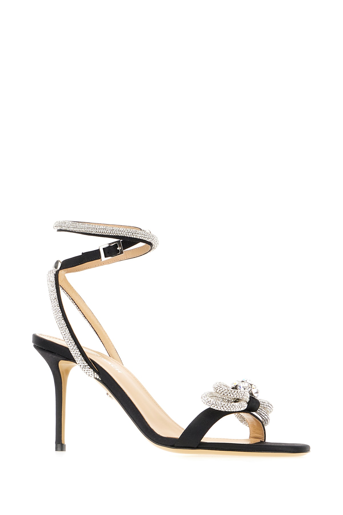 Mach & Mach Black Fabric Double Bow Sandals In Black