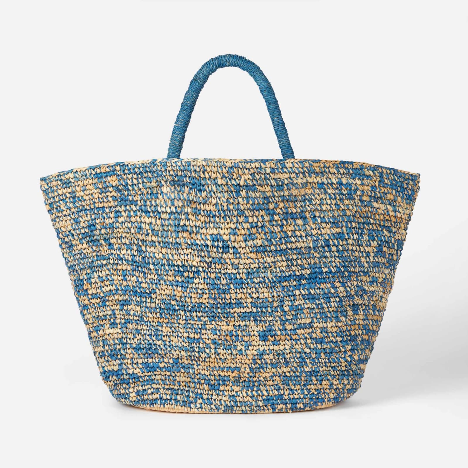 Shop Mc2 Saint Barth Raffia Blue And White Bag With Front Embroidery