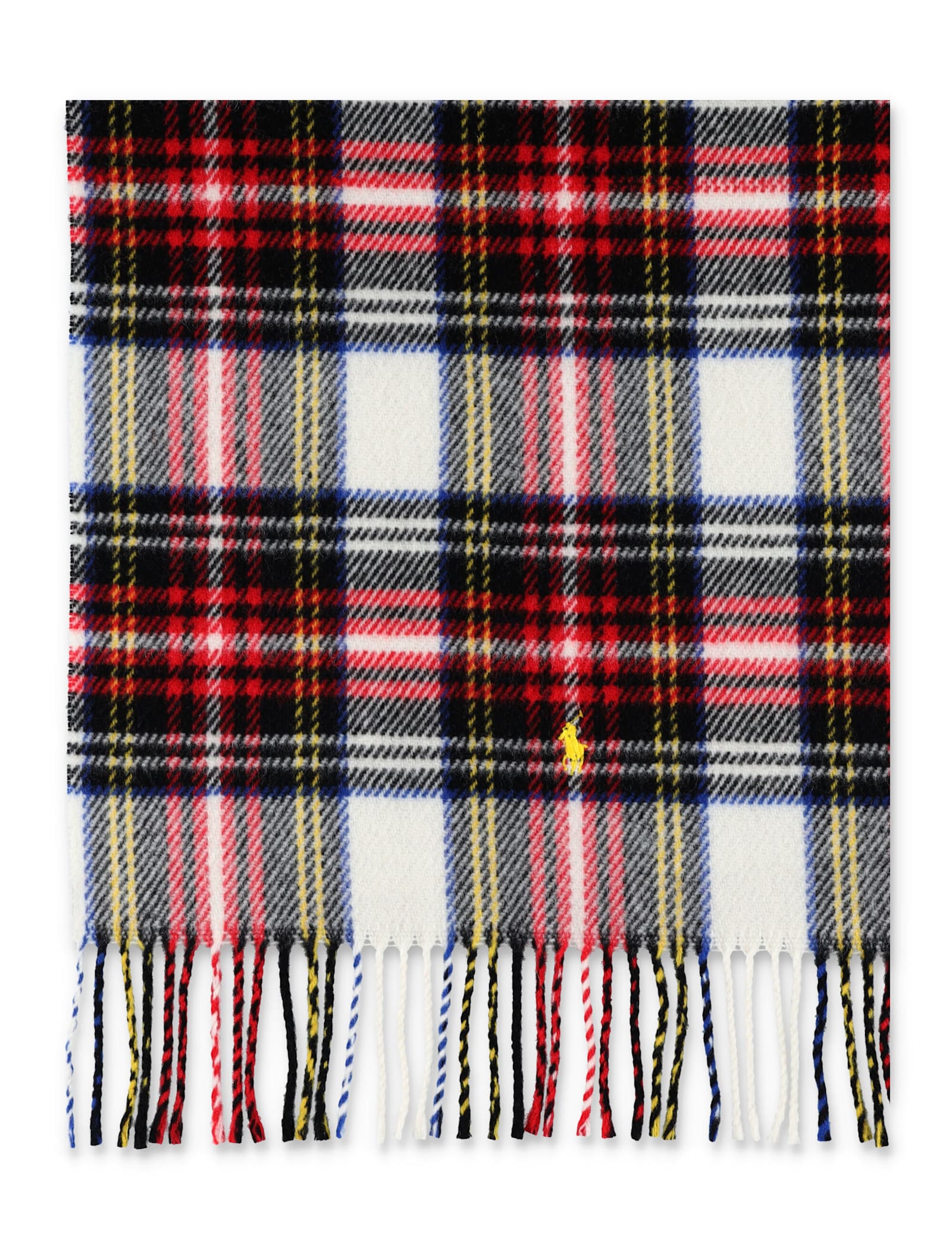 Polo Ralph Lauren Multicolor Tartan Scarf With Decorative Fringes In Brown