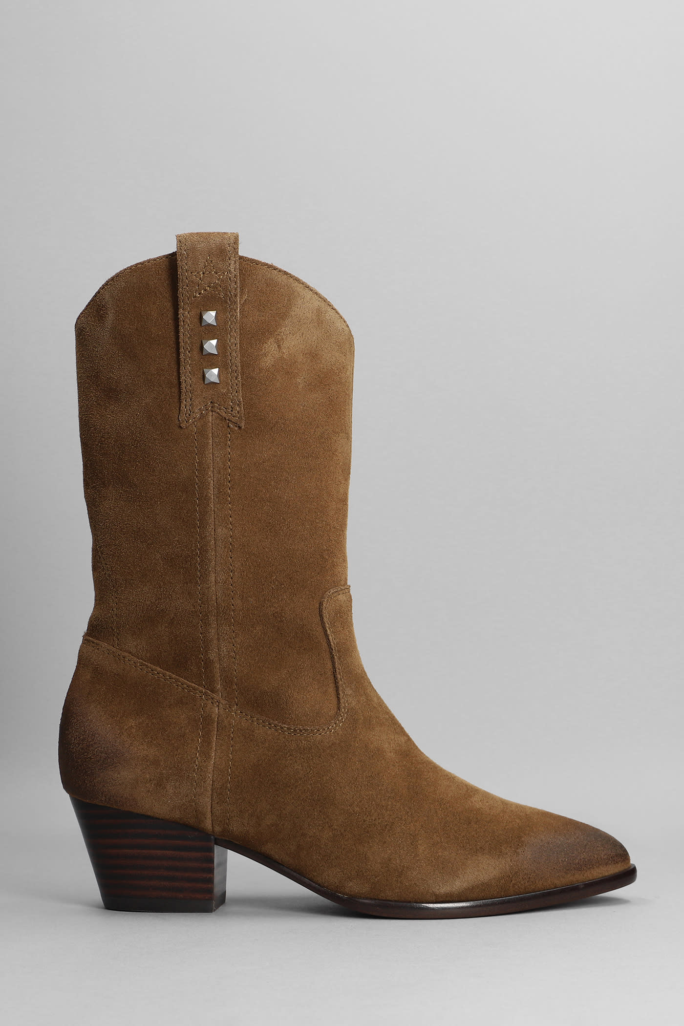 Ash Hooper Texan Ankle Boots In Brown Suede