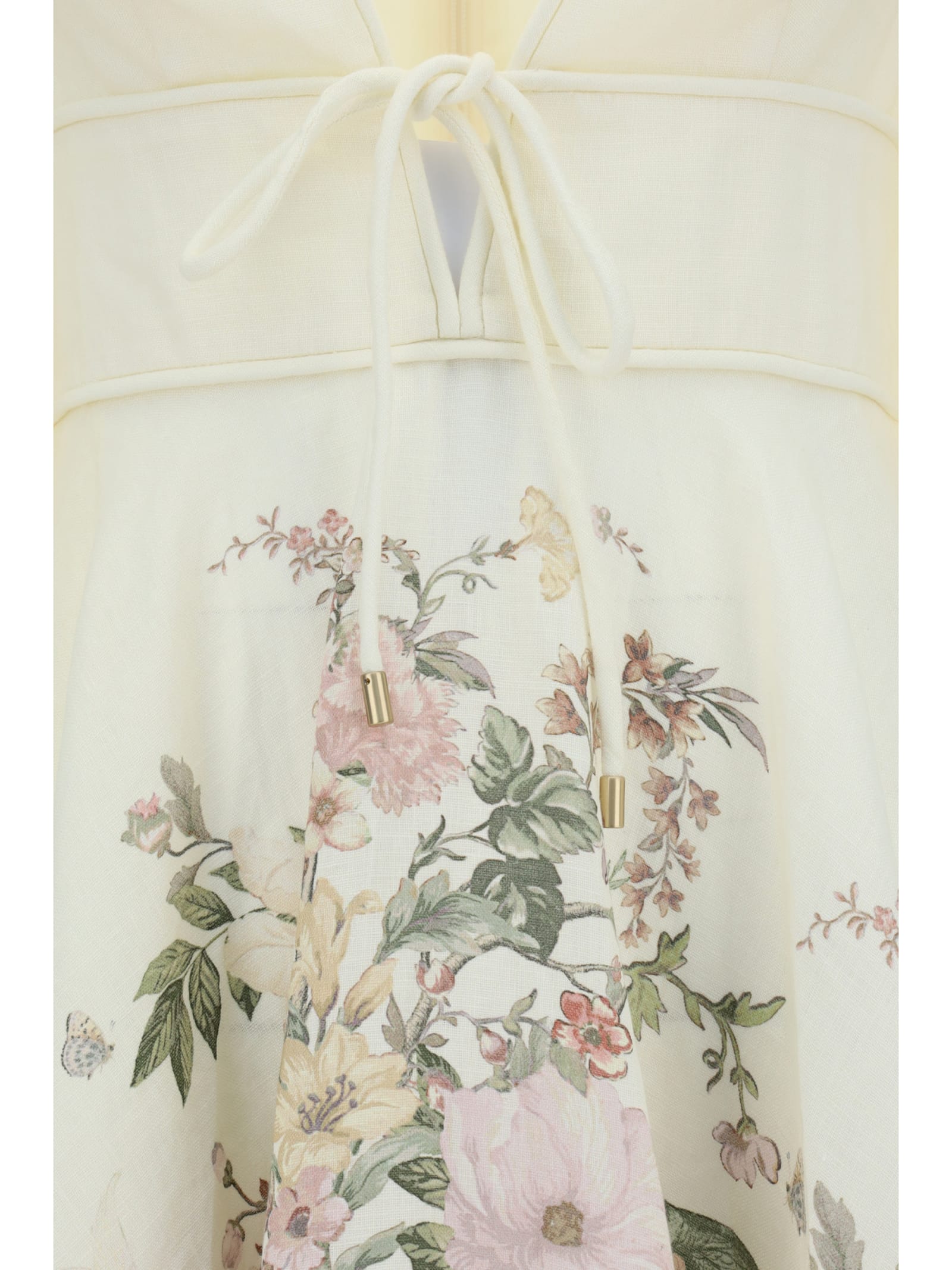 Shop Zimmermann Waverly Plunge Dress In Cream Floral