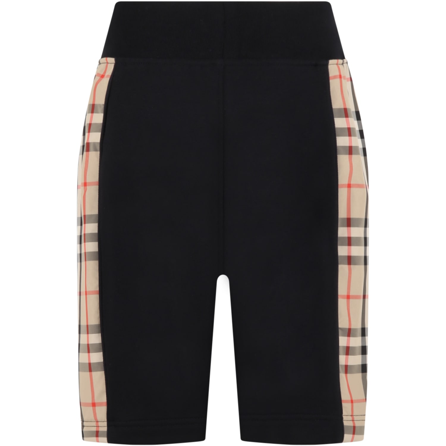 Shop Burberry Black Shorts For Boy With Vintage Check