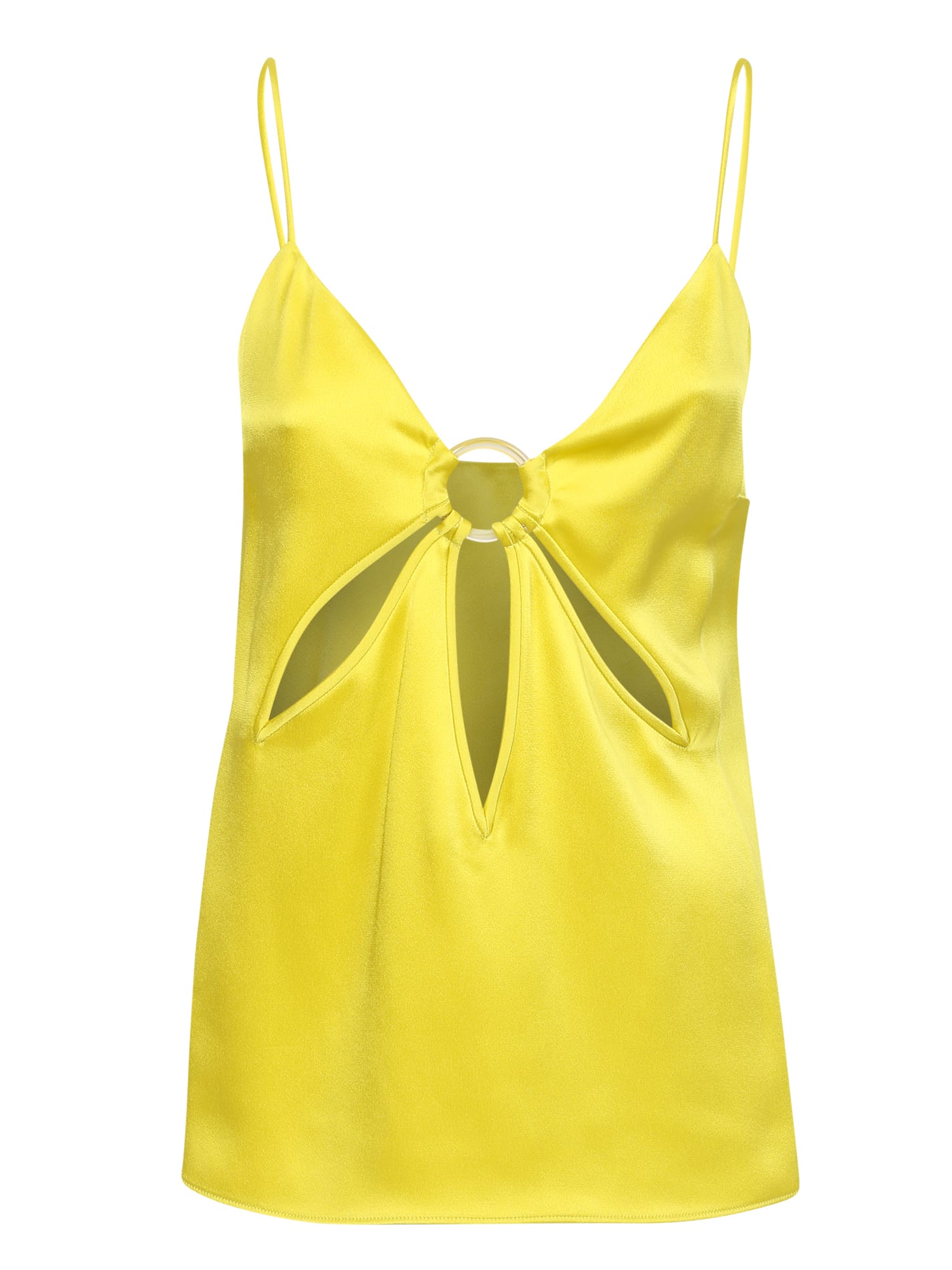 Stella Mccartney Cut-out Detailed Sleeveless Satin Vest In Yellow
