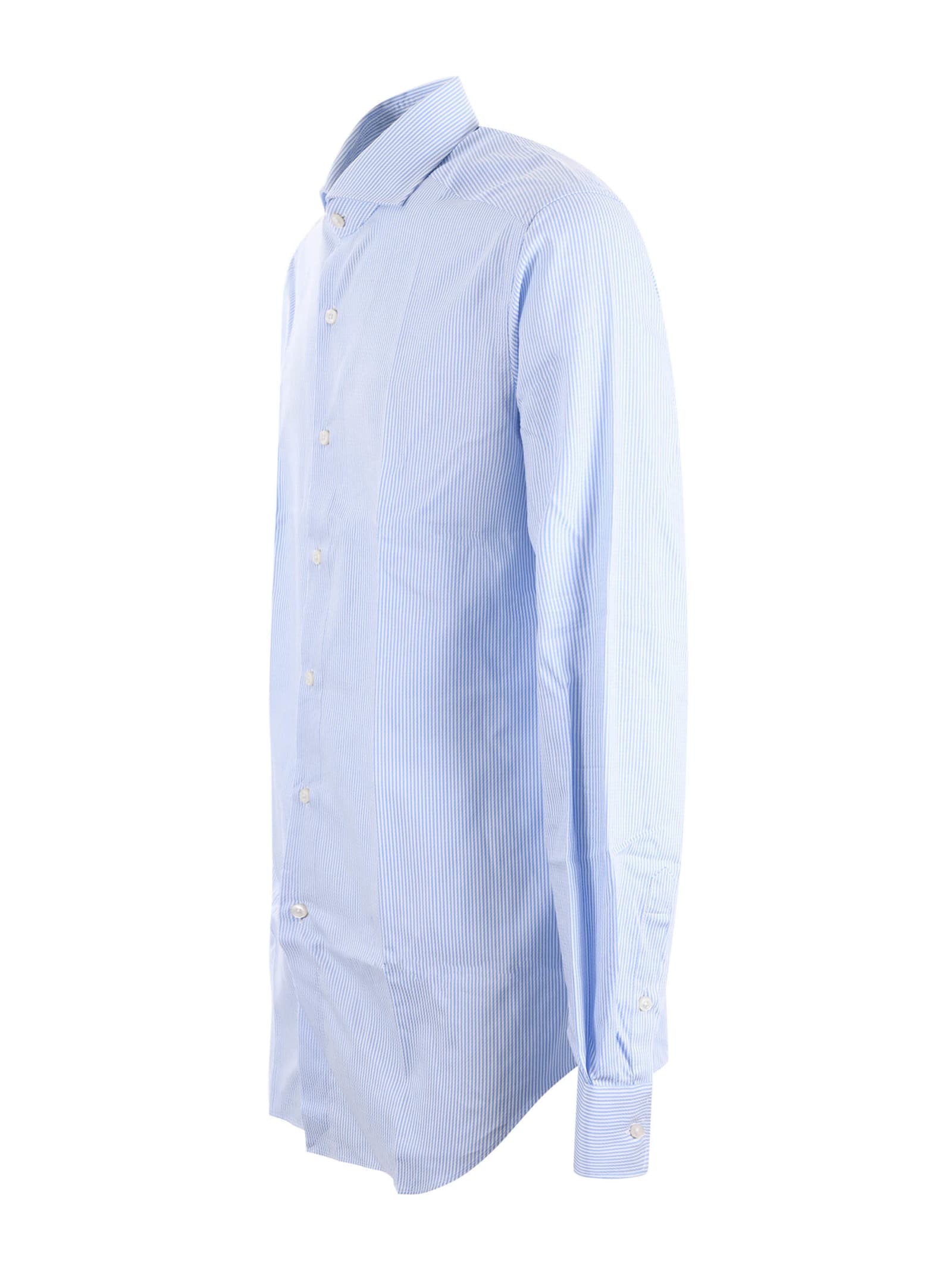 Shop Xacus Shirt In Bianco/celeste