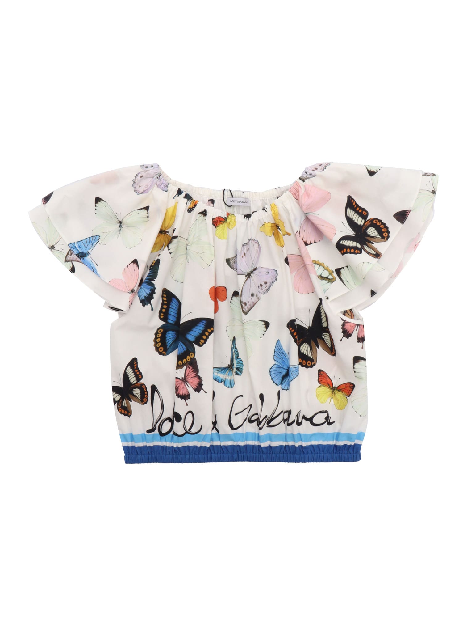Dolce & Gabbana Bedrucktes Top Aus Baumwollpopeline In Multi