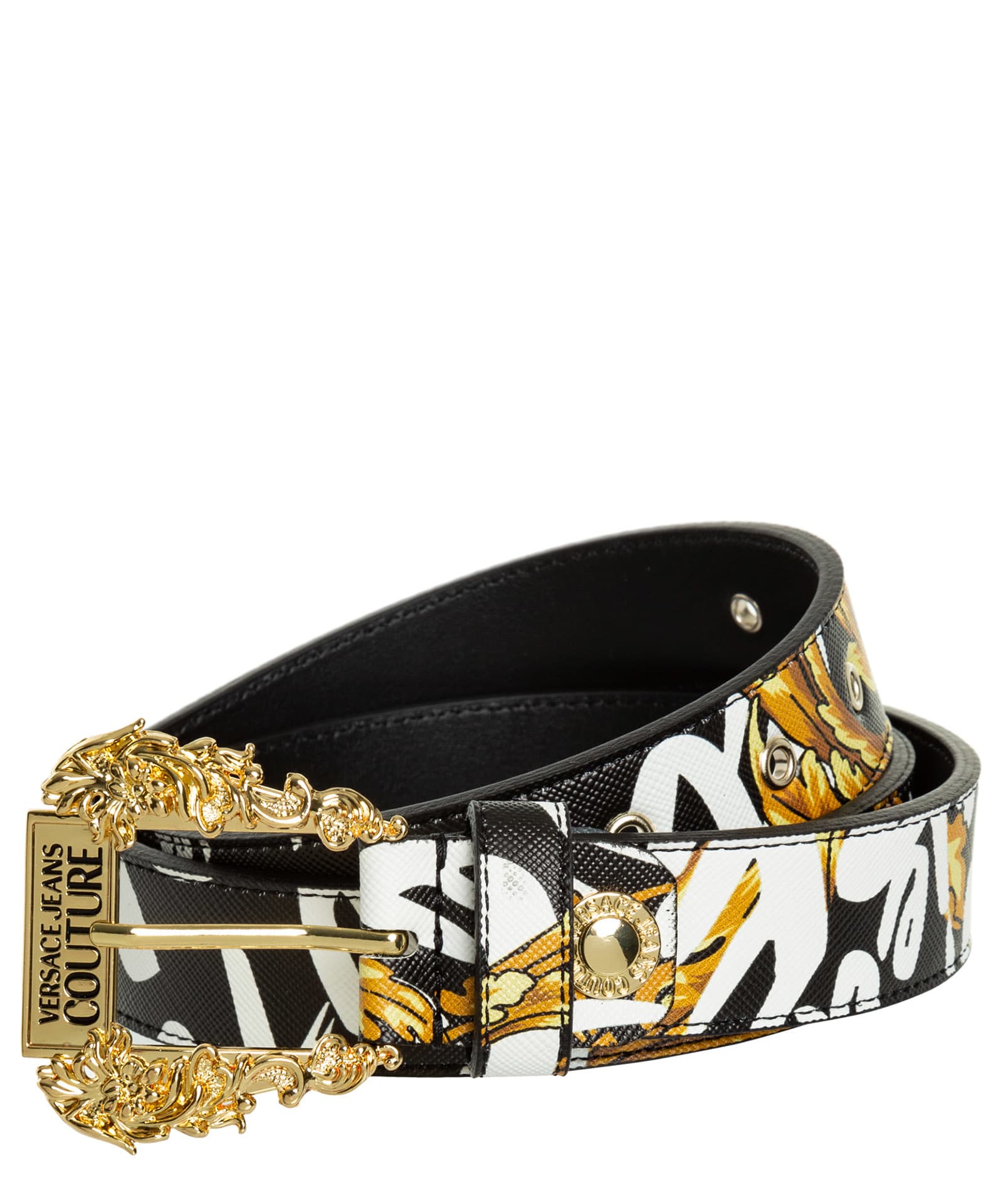 Versace Jeans Couture Couture I Logo Brush Leather Belt