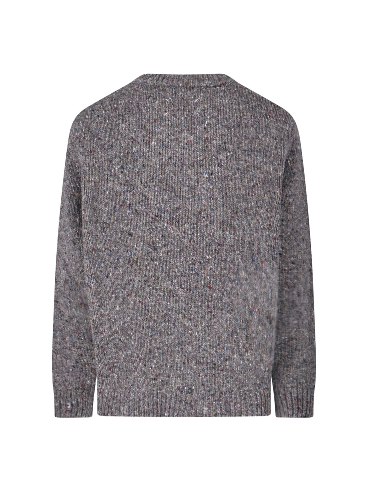 Maison Margiela Textured Knit V-neck Sweater In Shades Of Grey In Gray