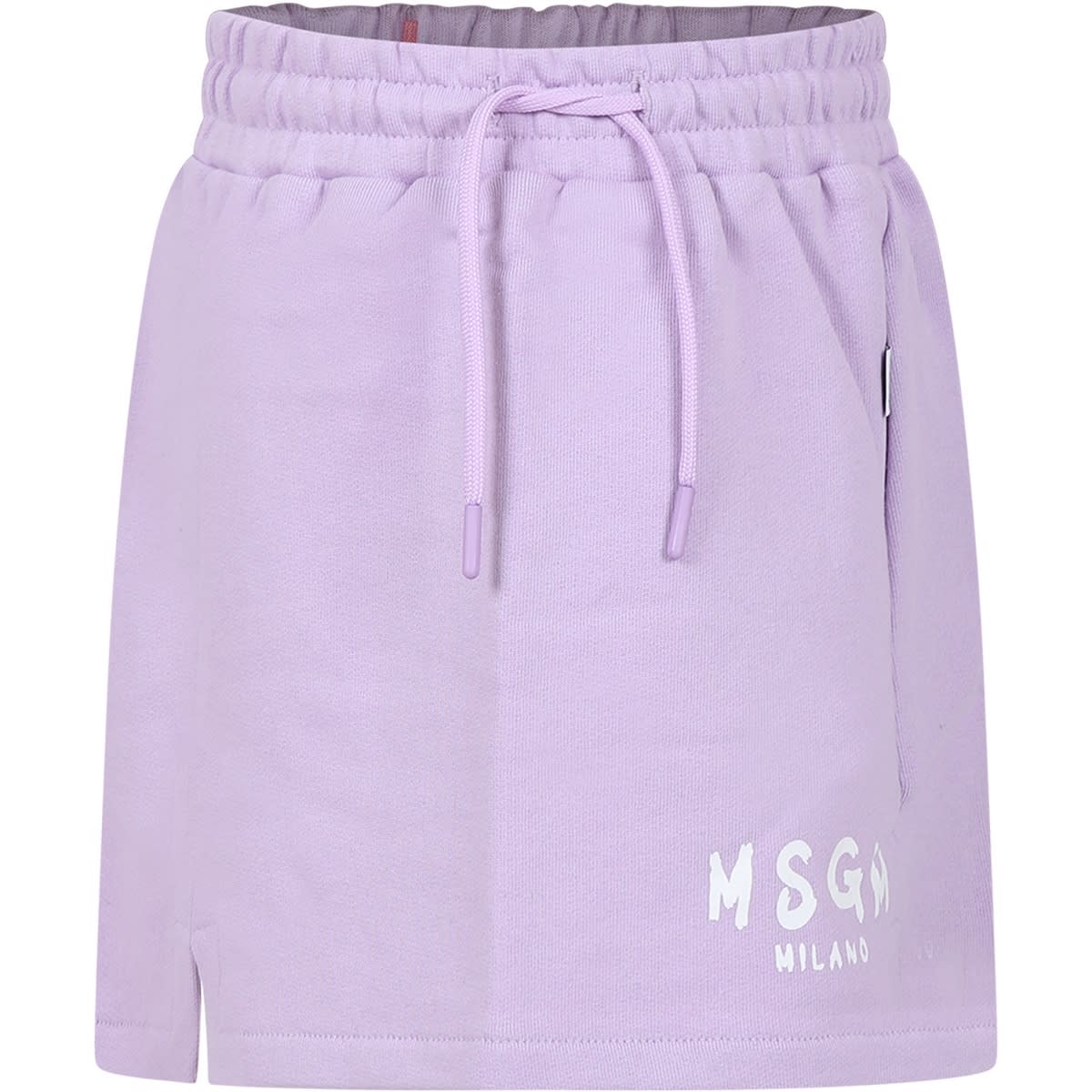 Shop Msgm Lilac Skirt For Girl With Logo