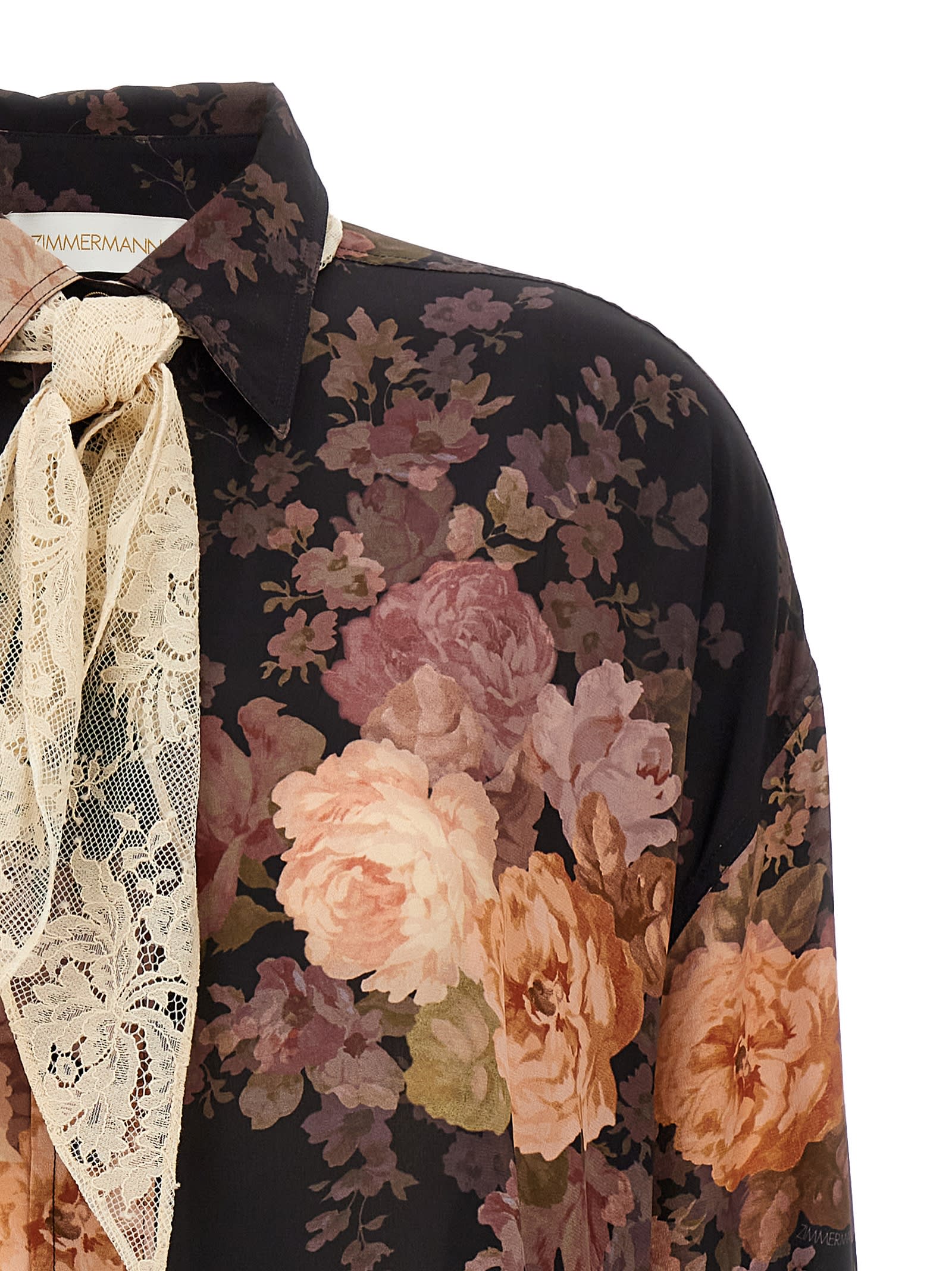 Shop Zimmermann Illustration Lace Scarf Shirt In Multicolor