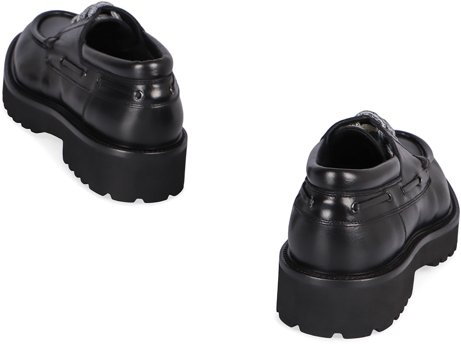 Doucal's Leather Lace-up Loafers In Black
