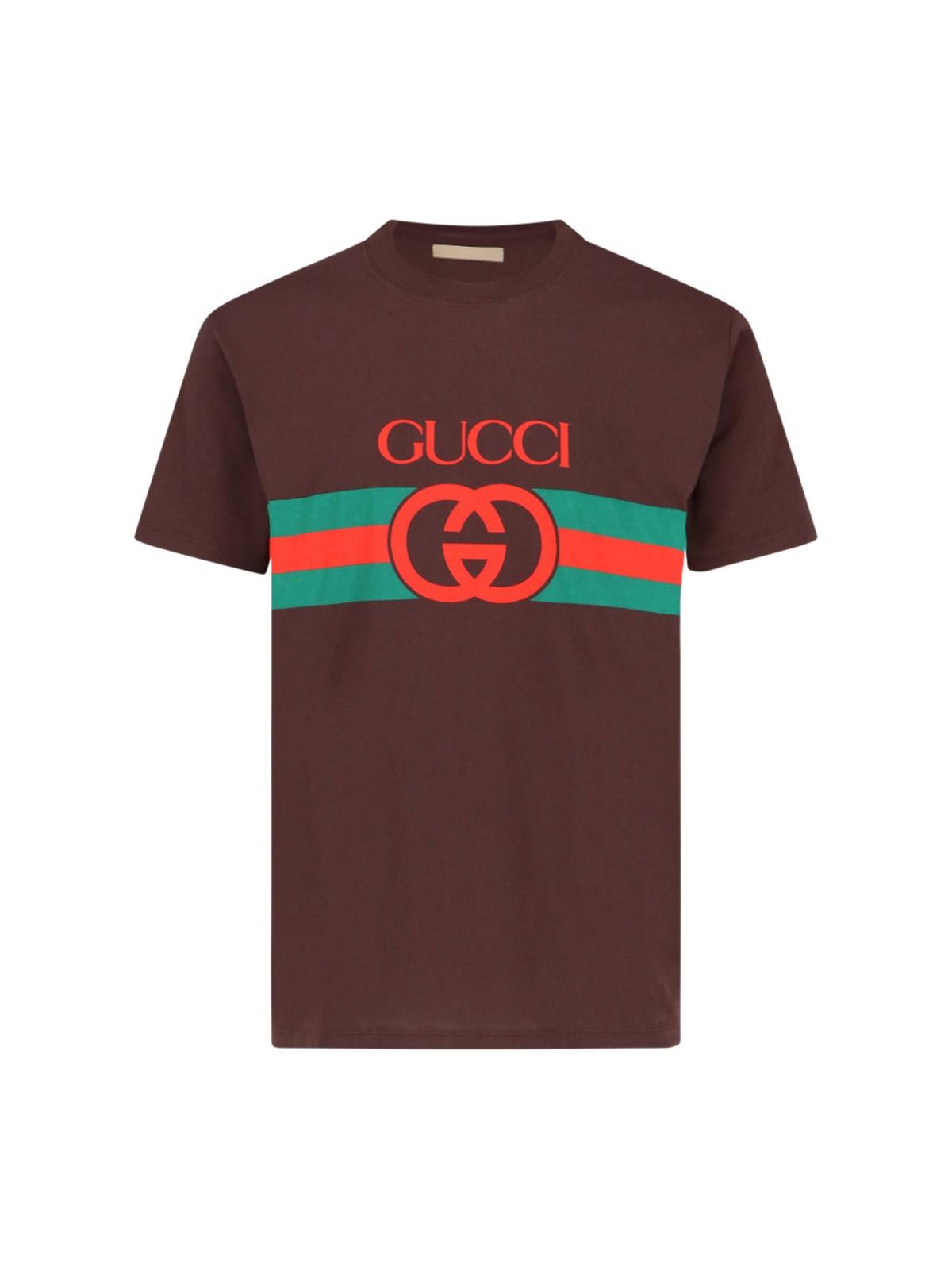 Shop Gucci Incrocio Gg T-shirt In Brown